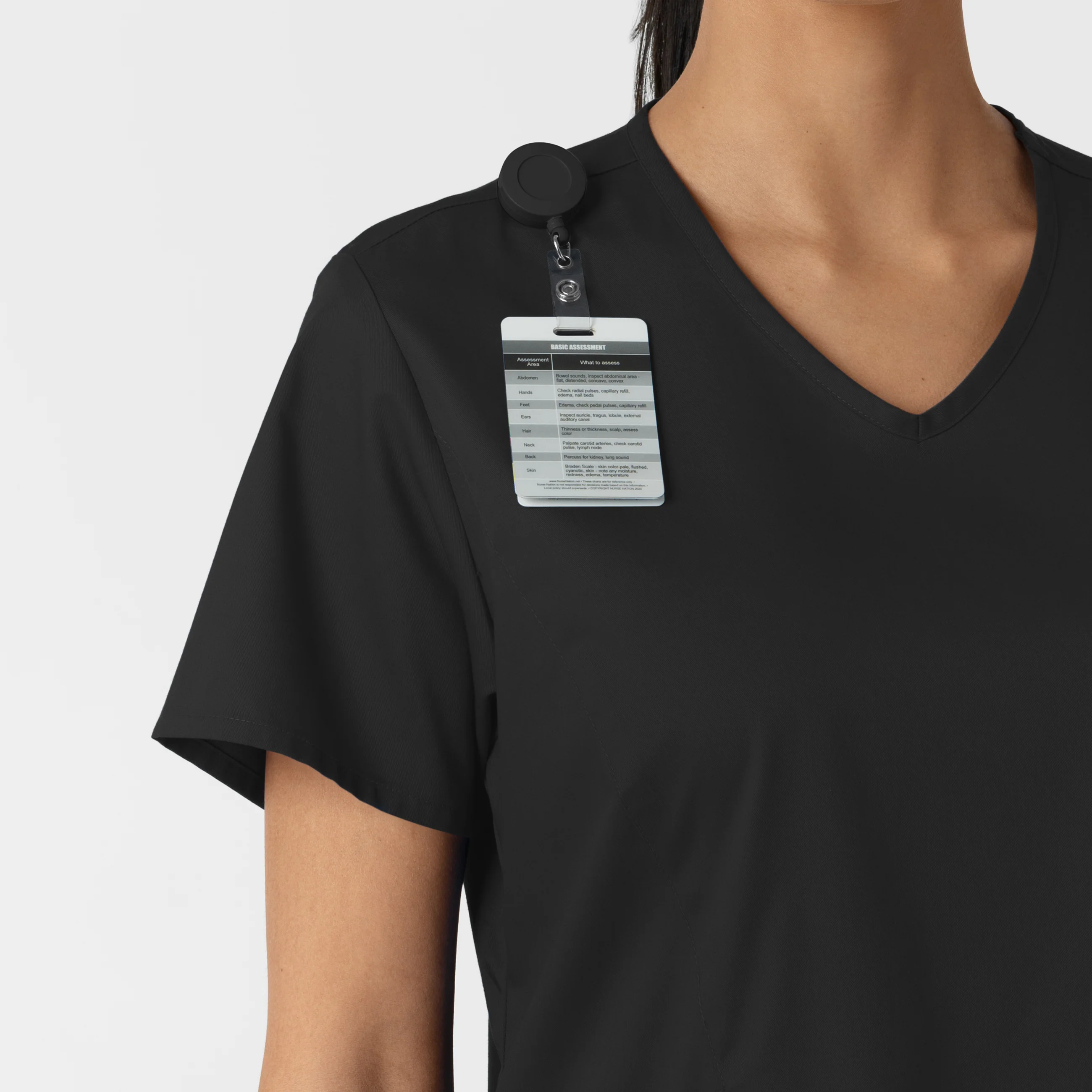 WORK Women's Curved V-Neck Scrub Top - Black - Image 6