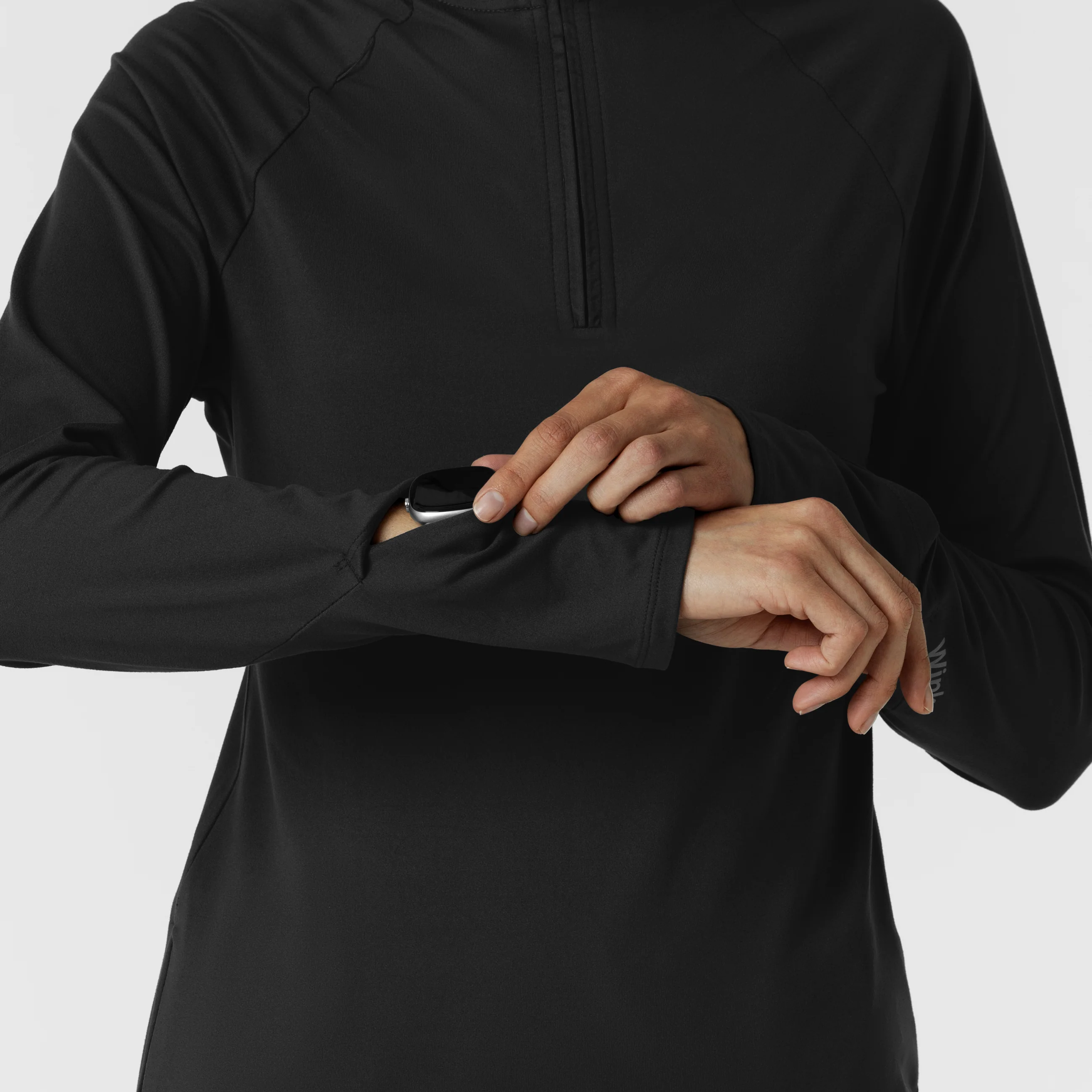 Women's Watch Window Quarter Zip Top - Black - Image 7