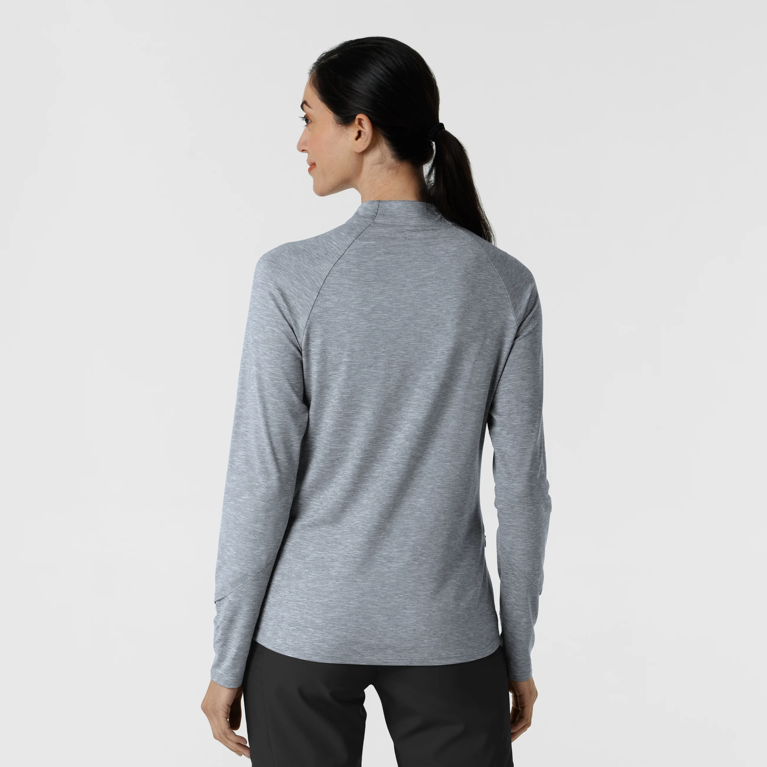 Women's Watch Window Quarter Zip Top - Grey Heather Knit - Image 2