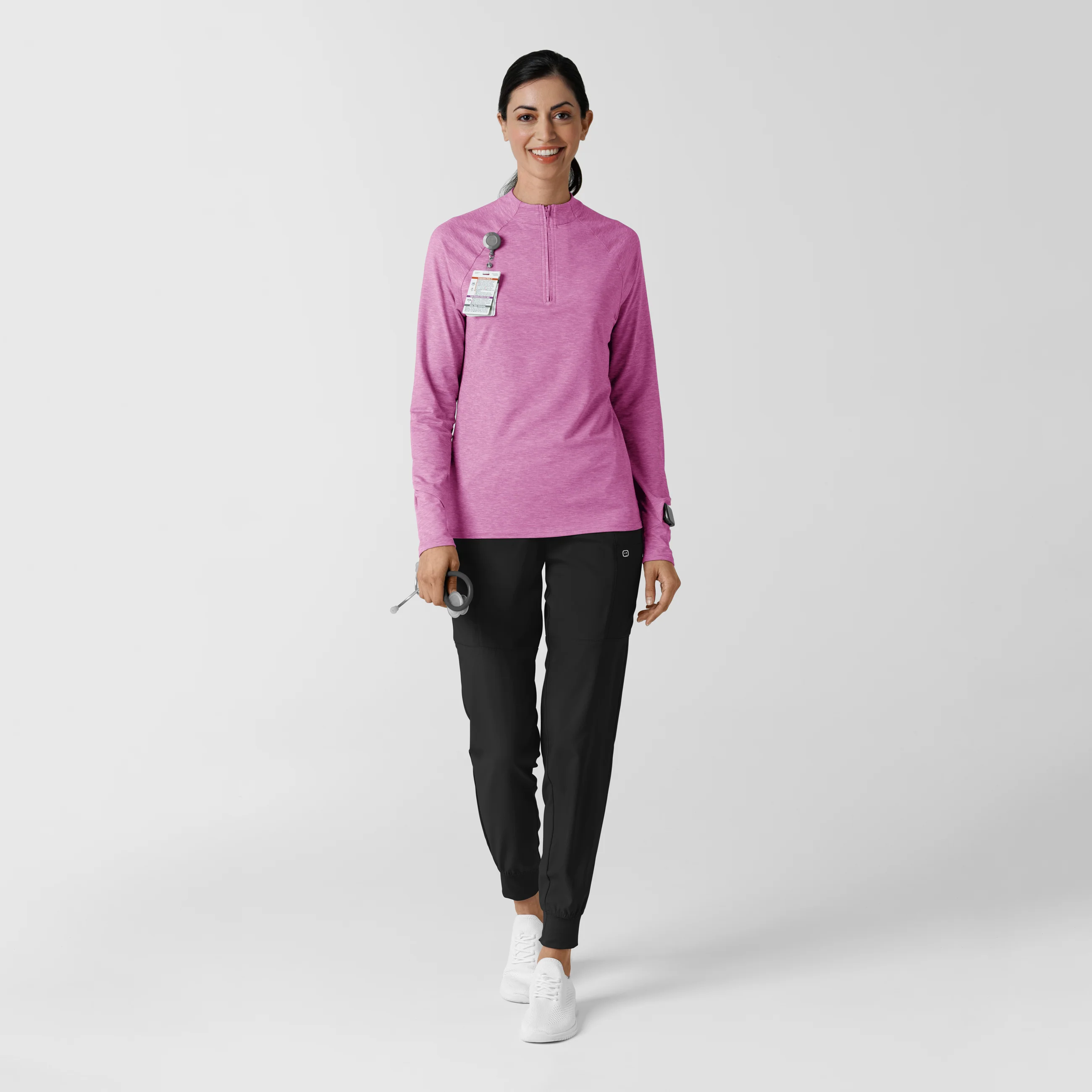 Women's Watch Window Quarter Zip Top - Raspberry Heather - Image 3
