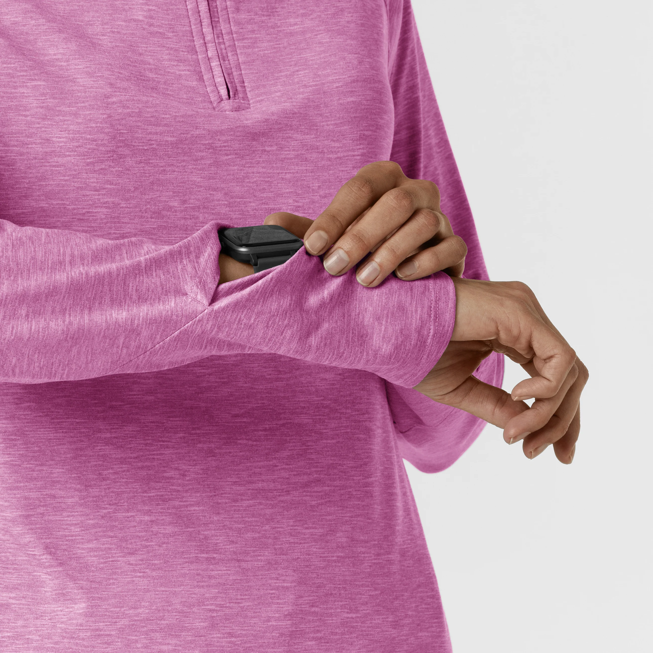 Women's Watch Window Quarter Zip Top - Raspberry Heather - Image 7