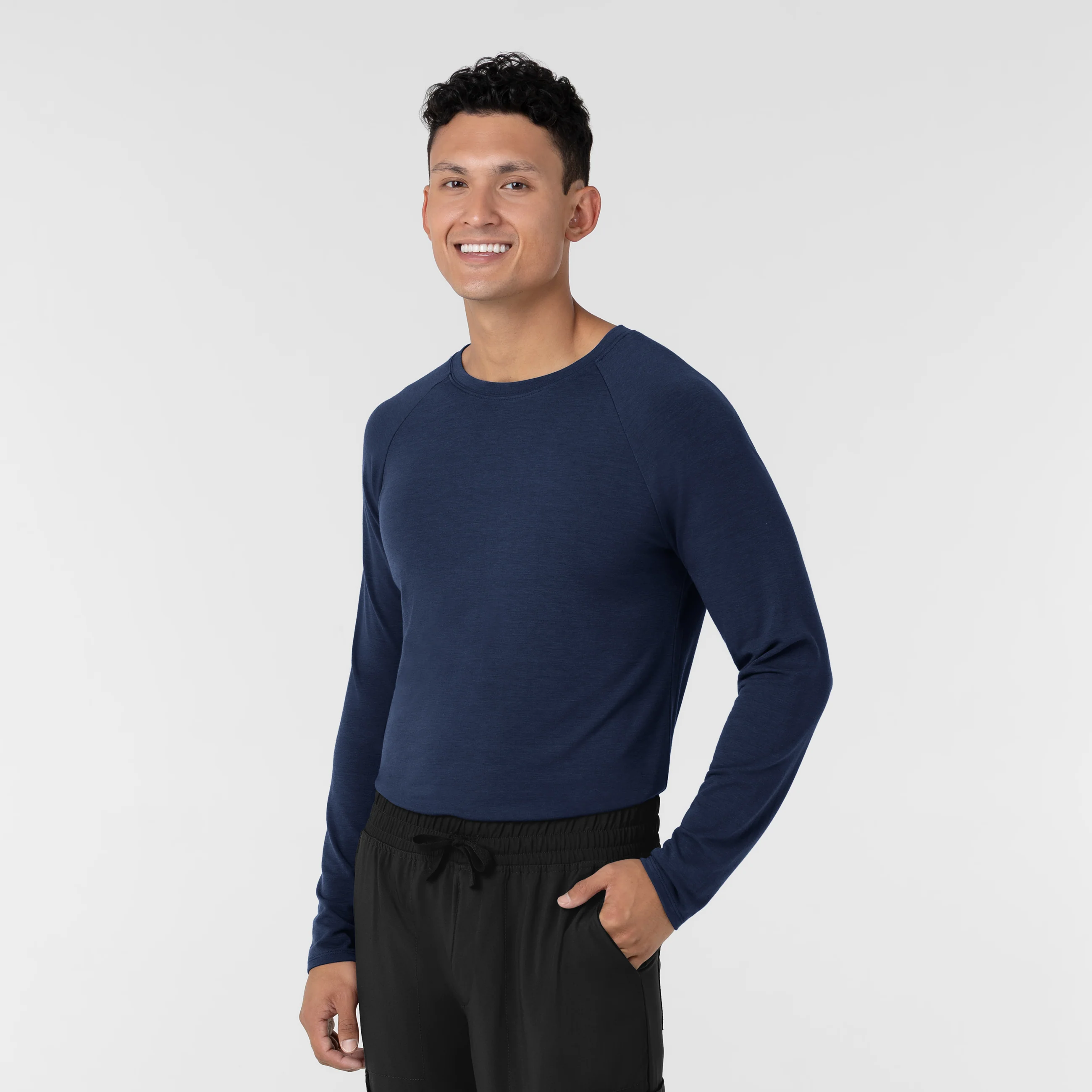 Men’s Essential Layer Long Sleeve - Navy - Image 4