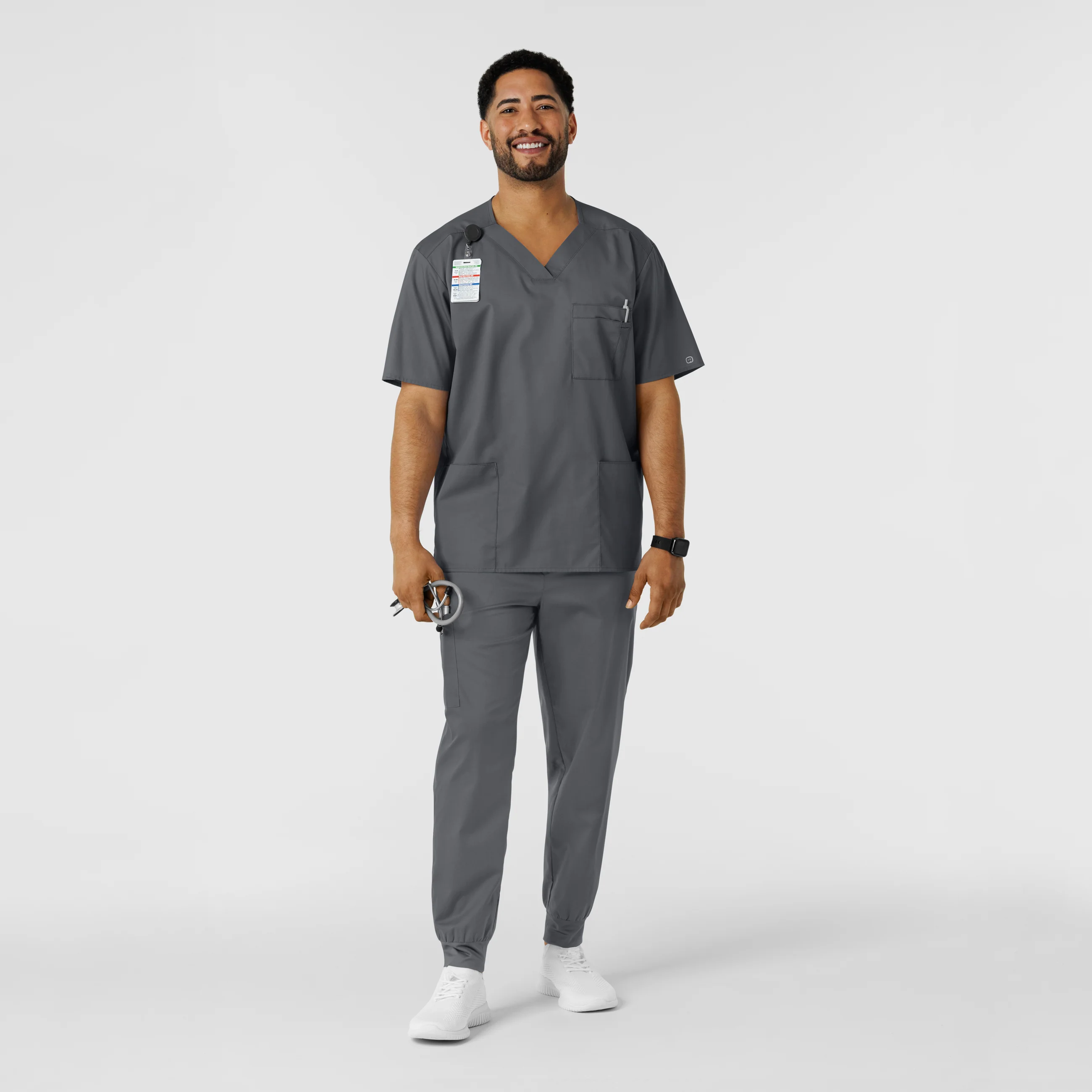 WORK Men's Cargo Jogger Scrub Pant - Pewter - Image 3
