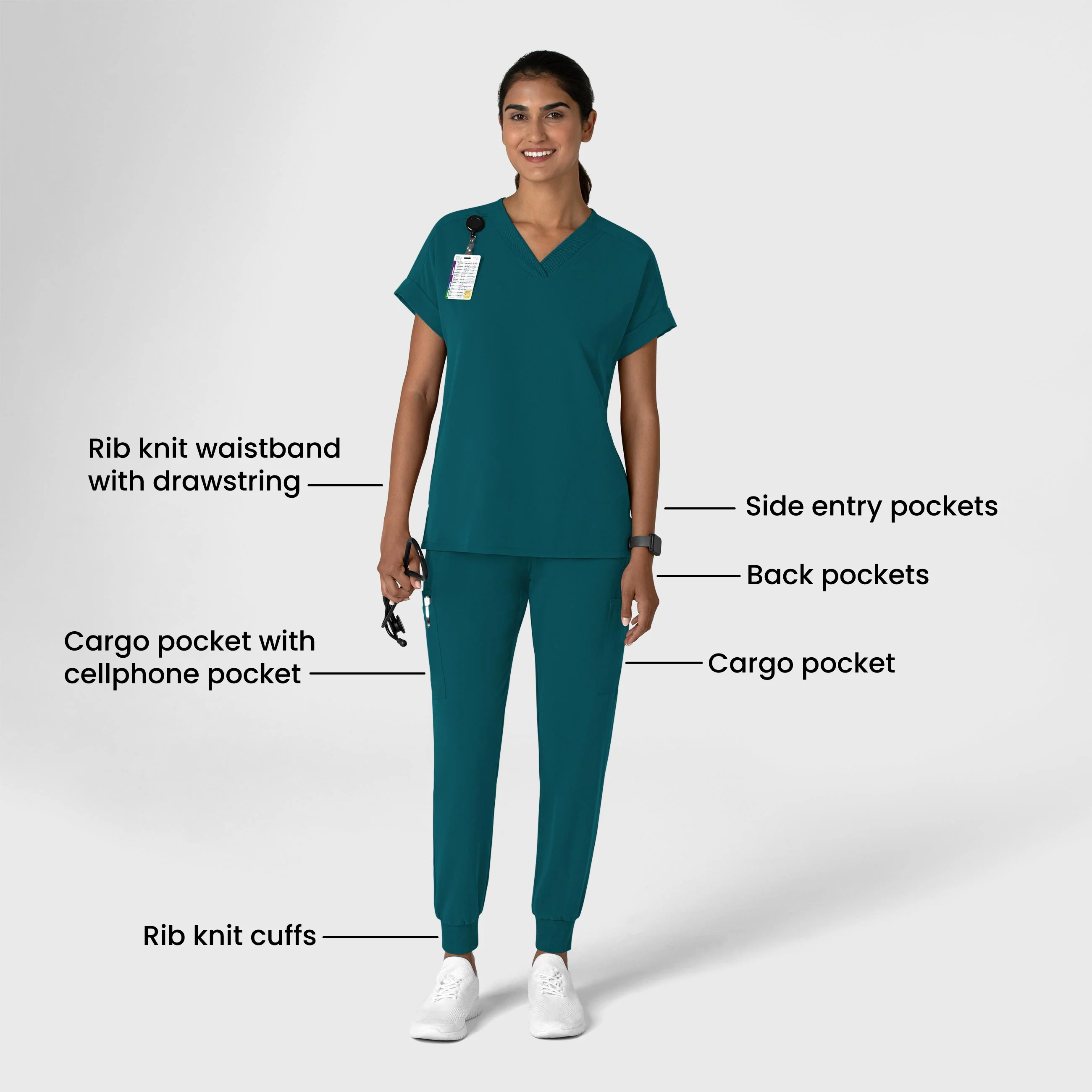 Nova Women's Jogger Utility Scrub Pant - Caribbean - Image 3