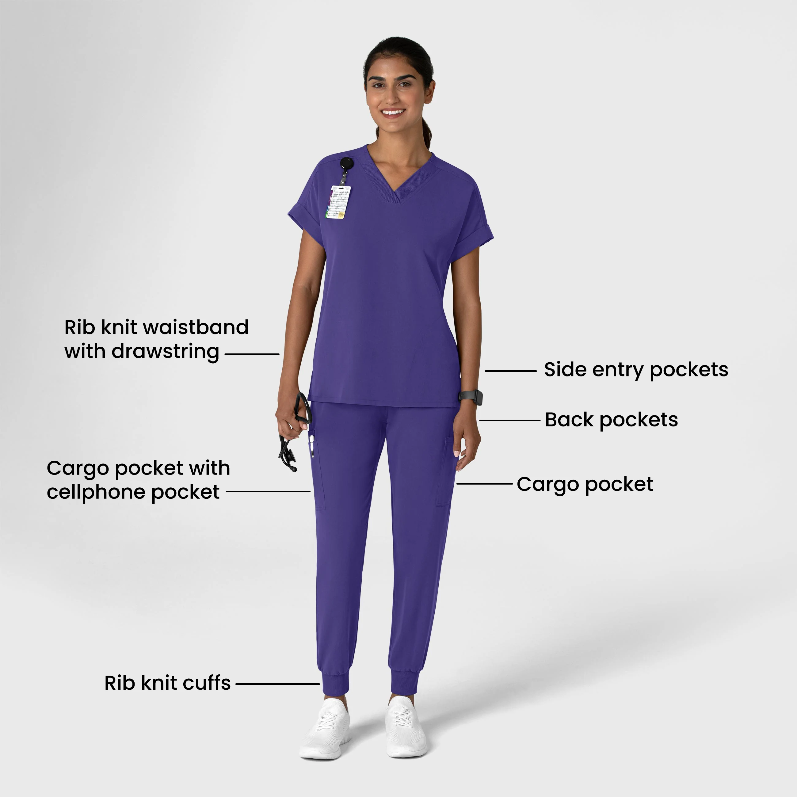 Nova Women's Jogger Utility Scrub Pant - Grape - Image 3
