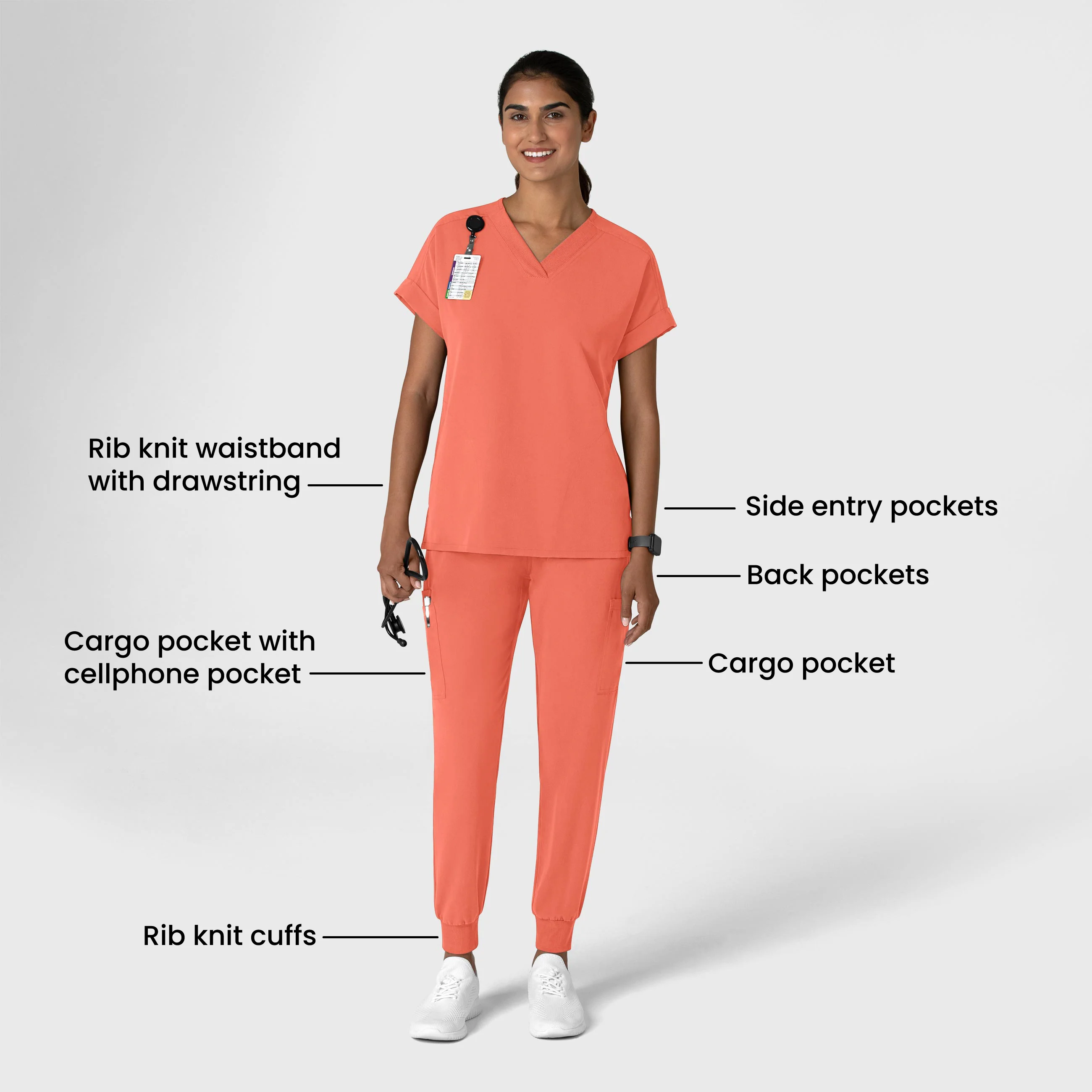 Nova Women's Jogger Utility Scrub Pant - Sugar Coral - Image 3