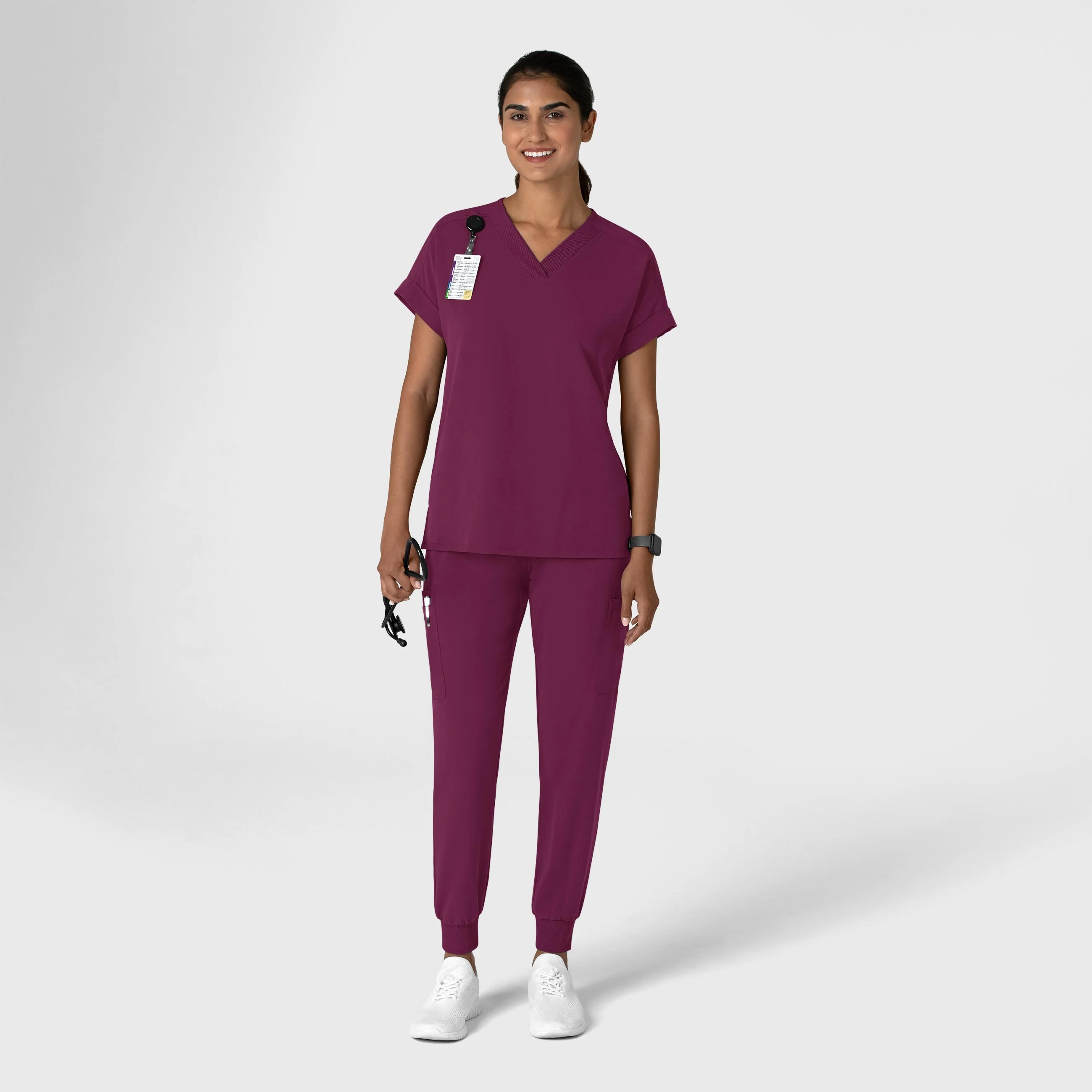 Nova Women's Jogger Utility Scrub Pant - Wine - Image 10