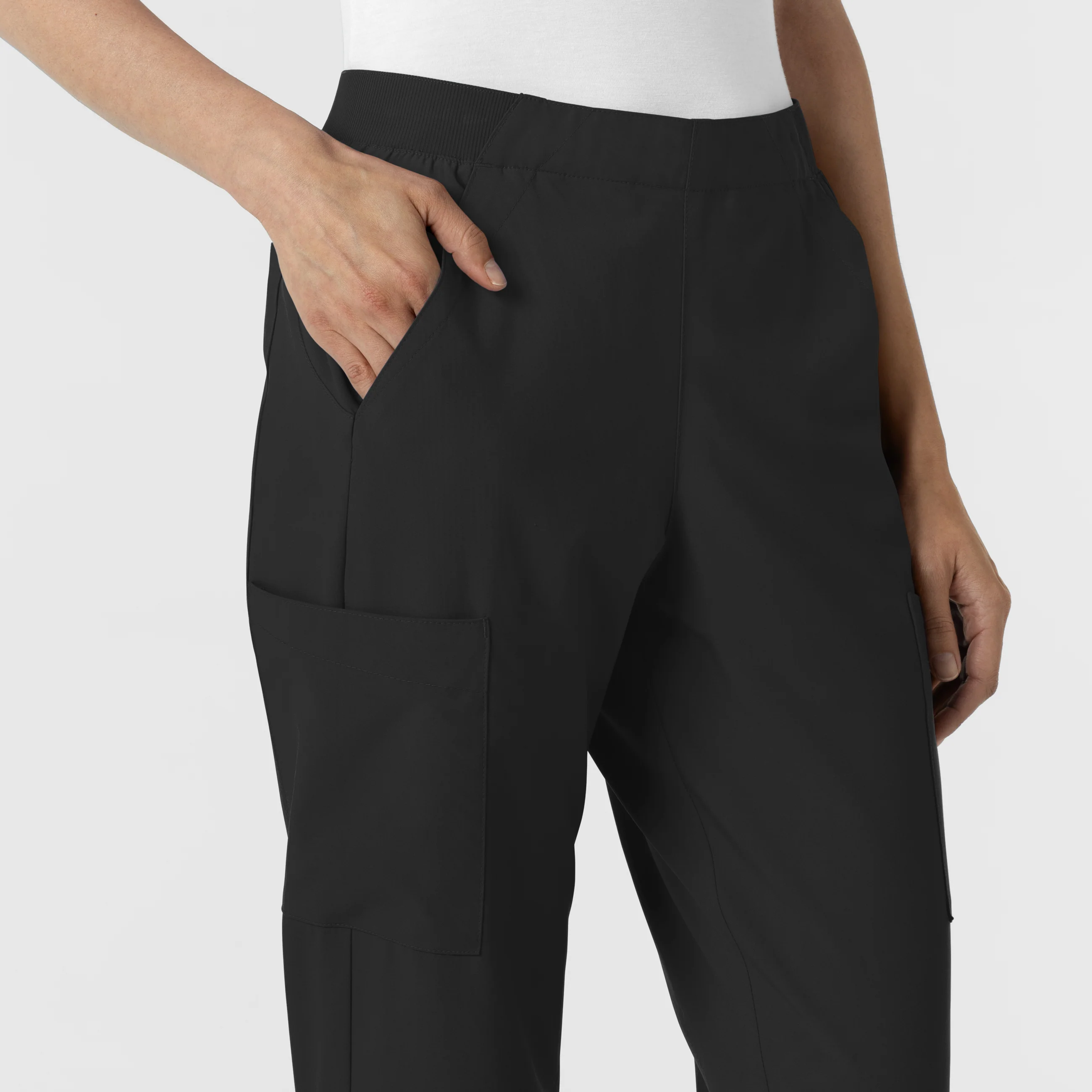 W123 Women's Cargo Utility Scrub Pant - Black - Image 7