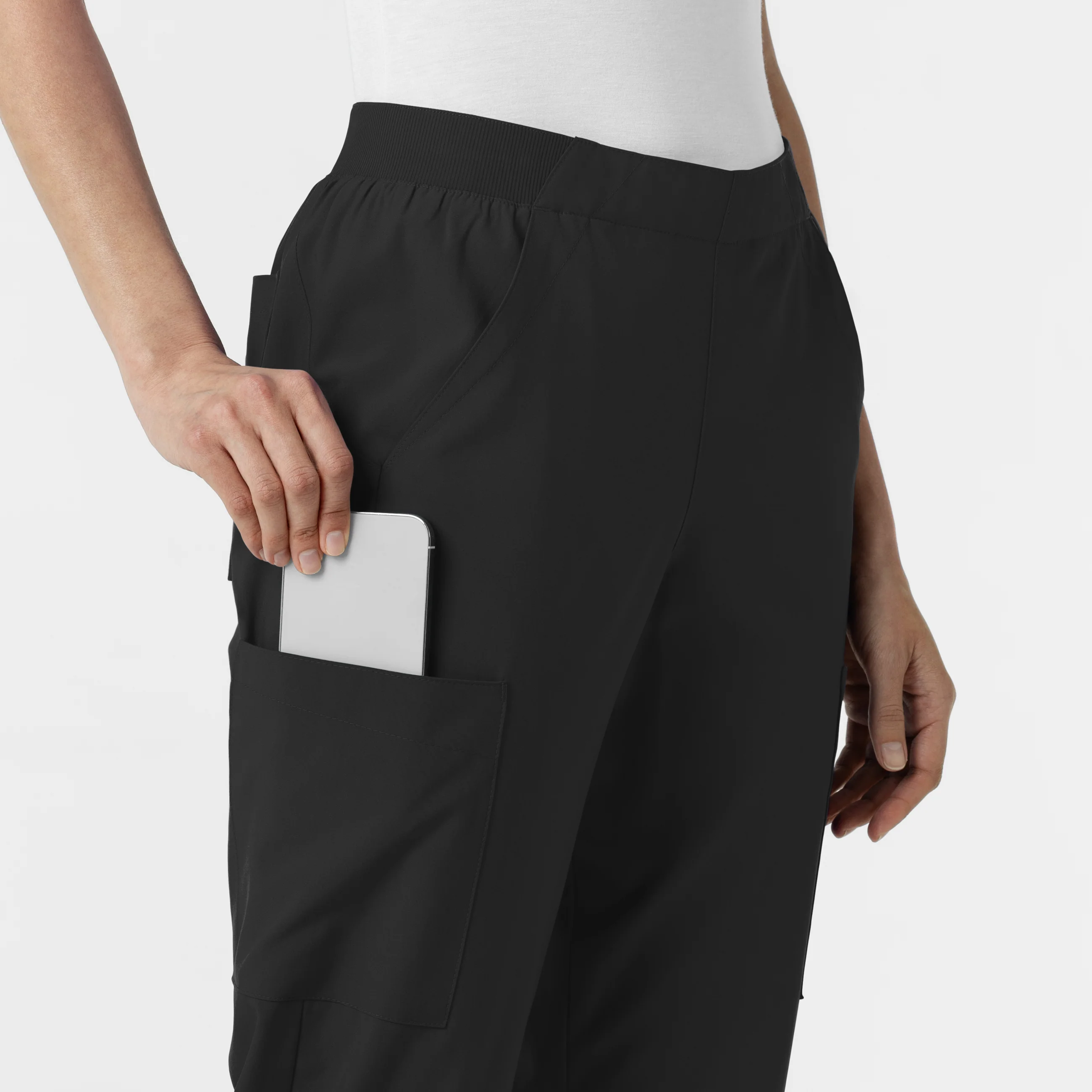 W123 Women's Cargo Utility Scrub Pant - Black - Image 8