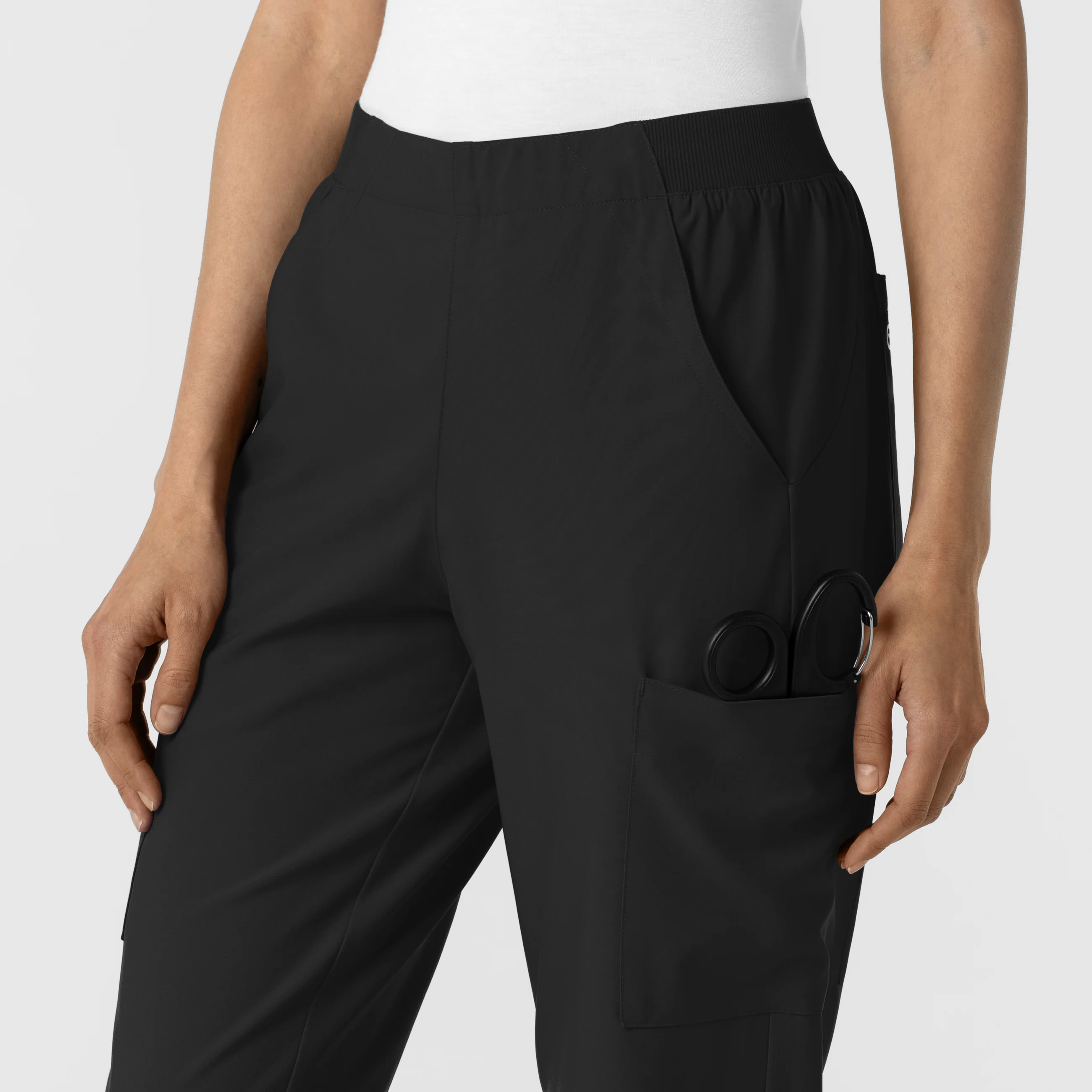 W123 Women's Cargo Utility Scrub Pant - Black - Image 9