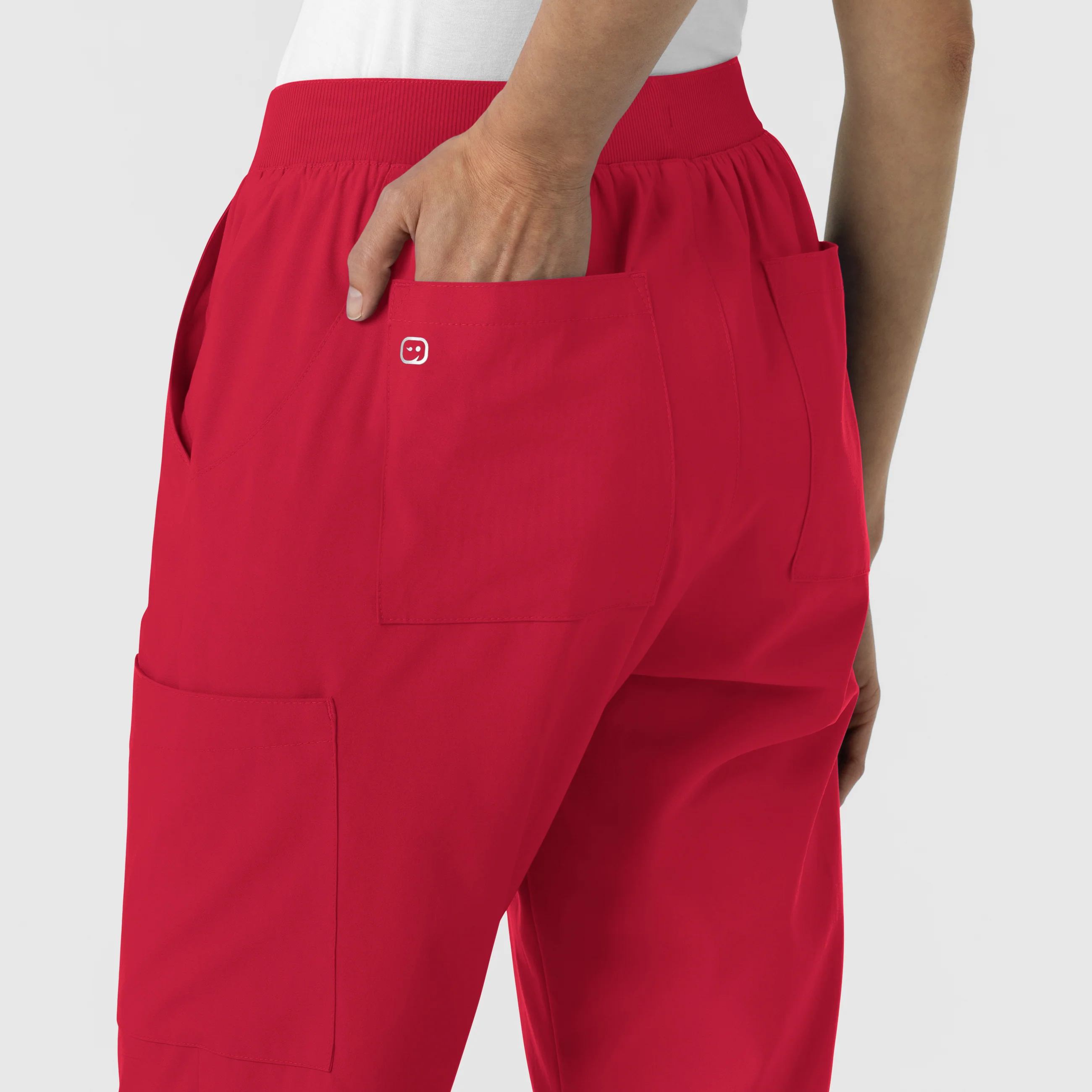 W123 Women's Cargo Utility Scrub Pant - Red - Image 10