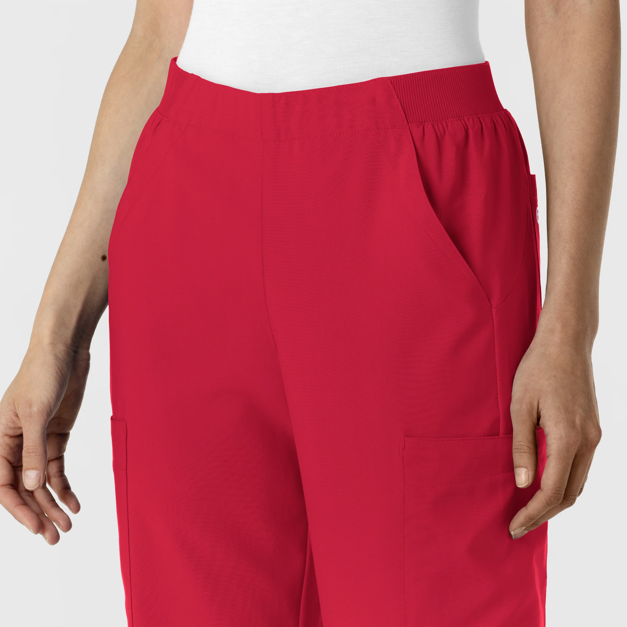 W123 Women's Cargo Utility Scrub Pant - Red - Image 6