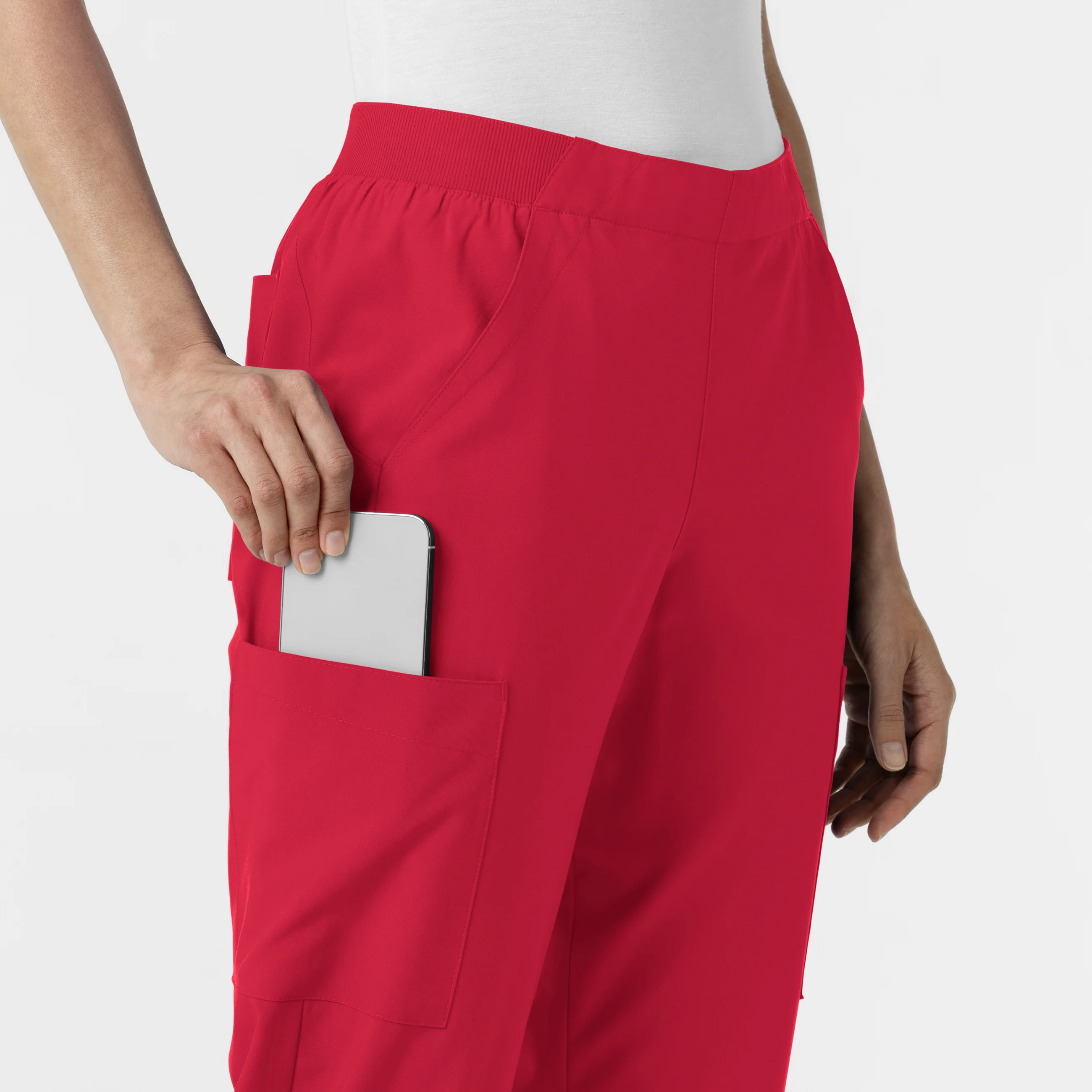 W123 Women's Cargo Utility Scrub Pant - Red - Image 8
