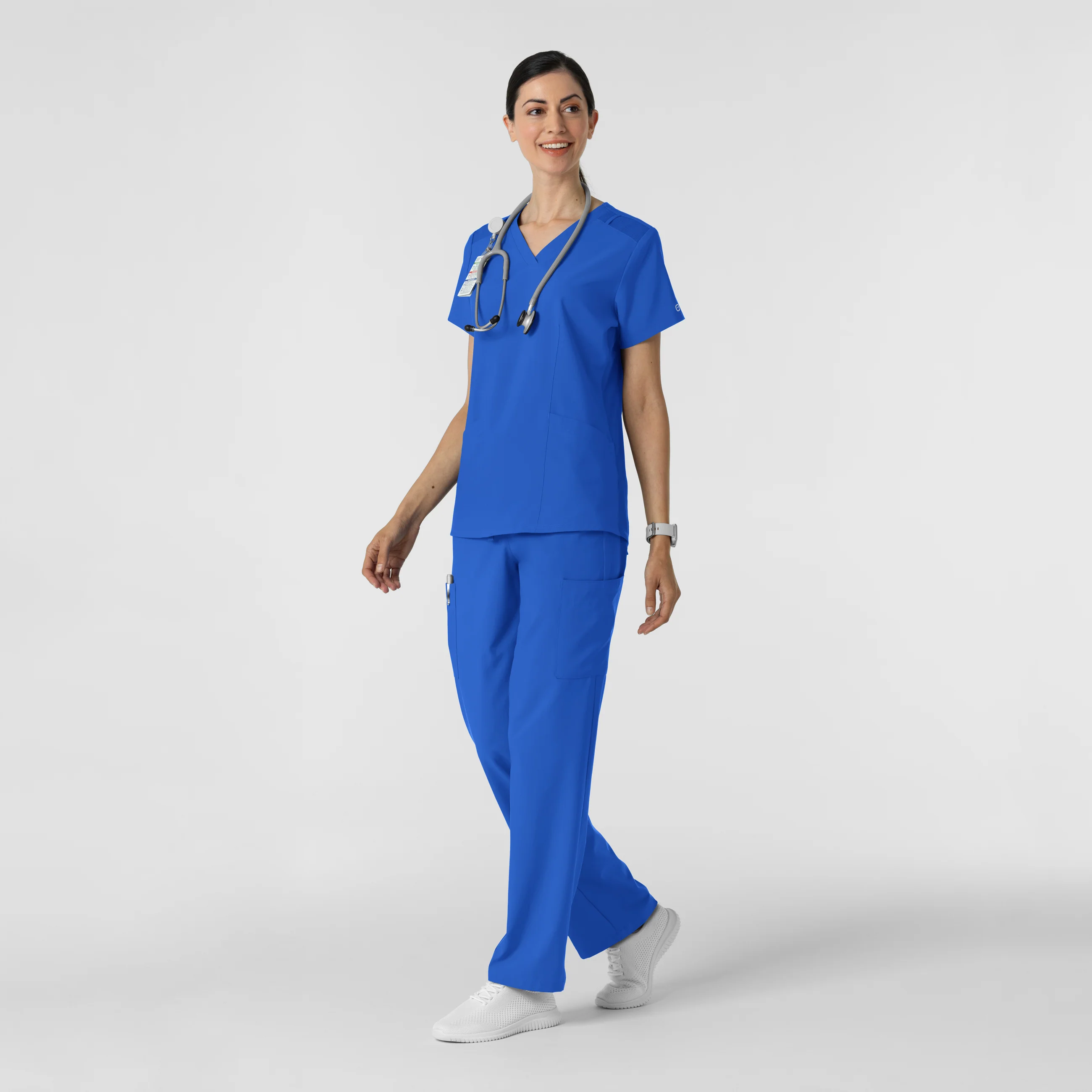 W123 Women's Cargo Utility Scrub Pant - Royal - Image 4