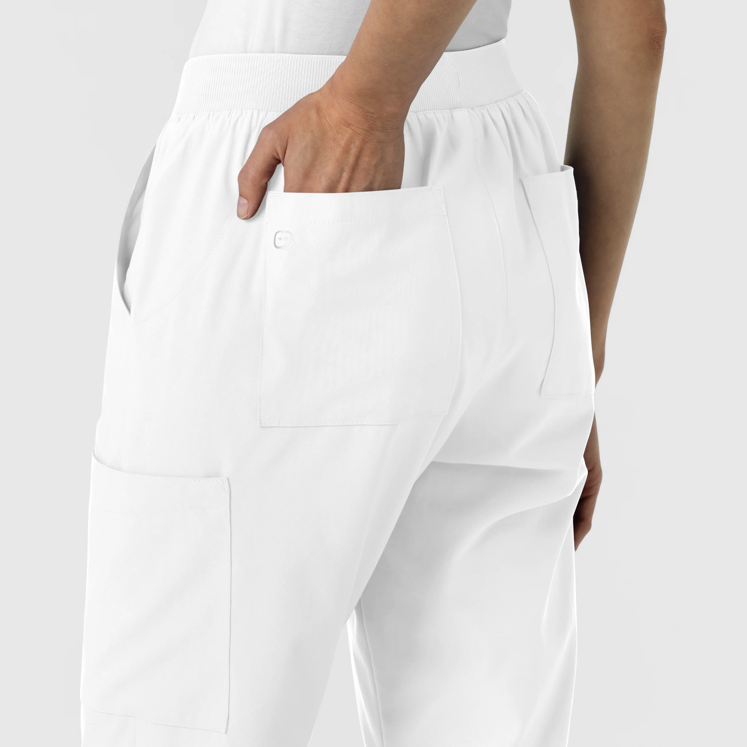 W123 Women's Cargo Utility Scrub Pant - White - Image 10