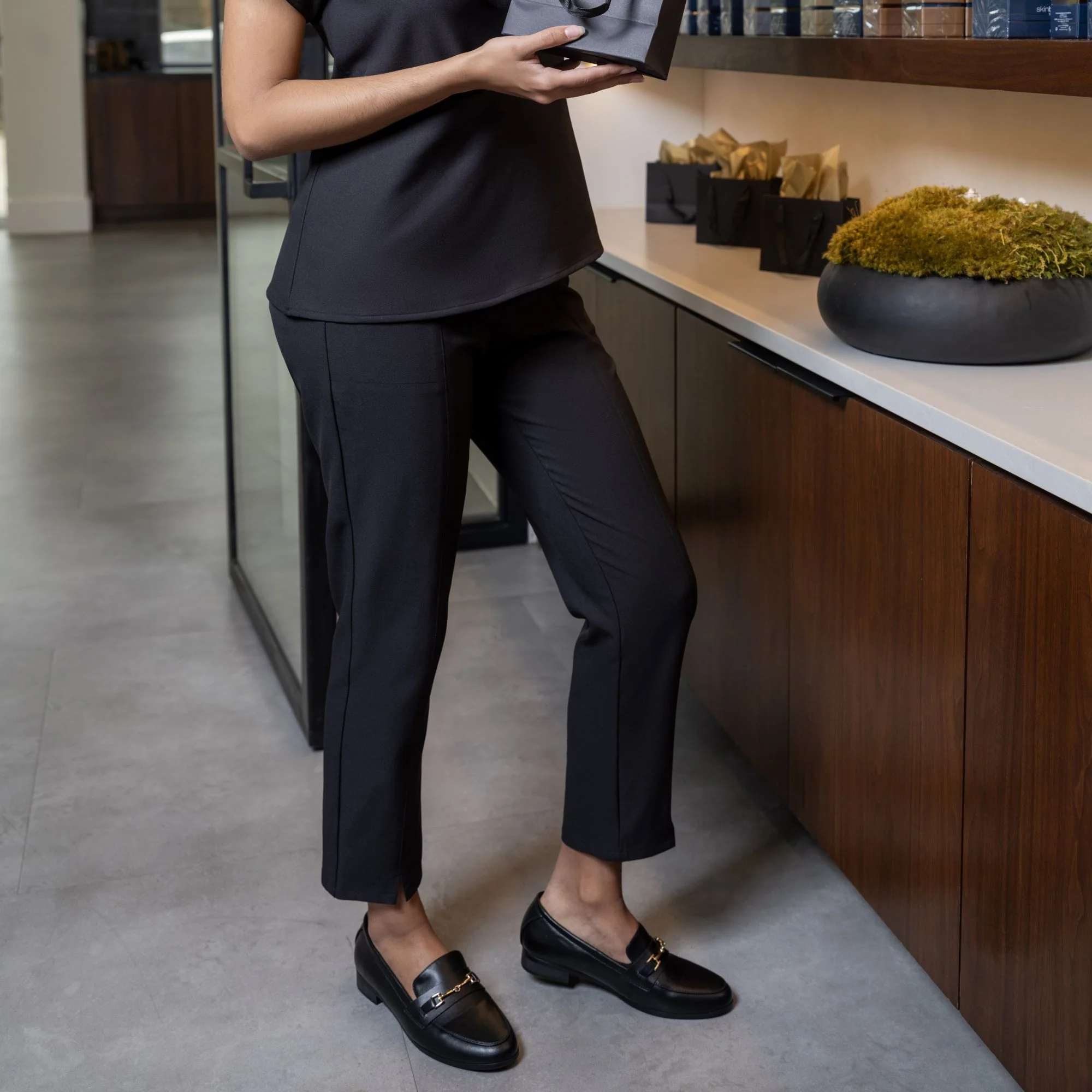 BLK Edit Women's Tapered Ankle Scrub Trouser - Black - Image 2