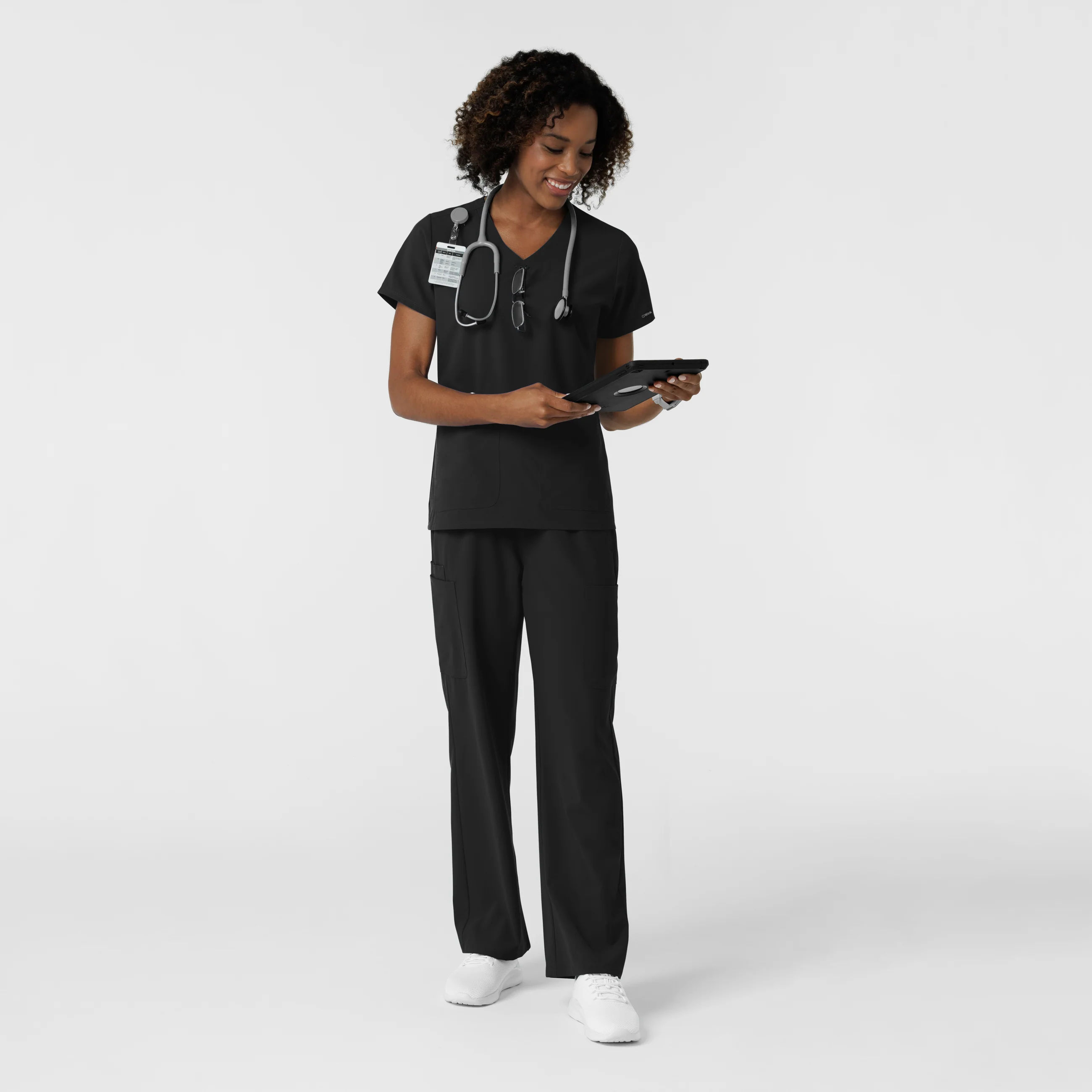 NURTUR Women's Straight Leg Cargo Scrub Pant - Black - Image 2