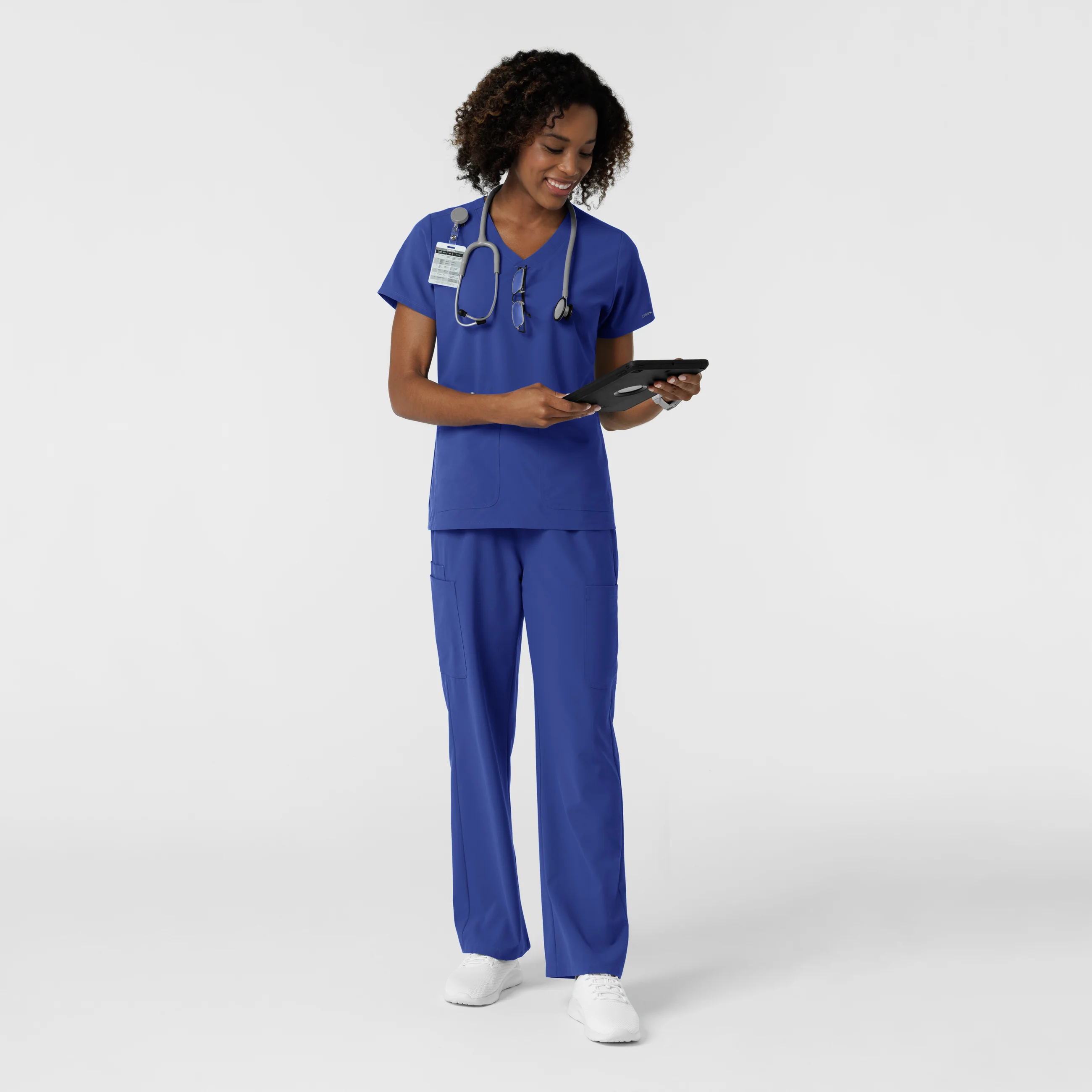 NURTUR Women's V-Neck Scrub Top - Galaxy Blue - Image 3