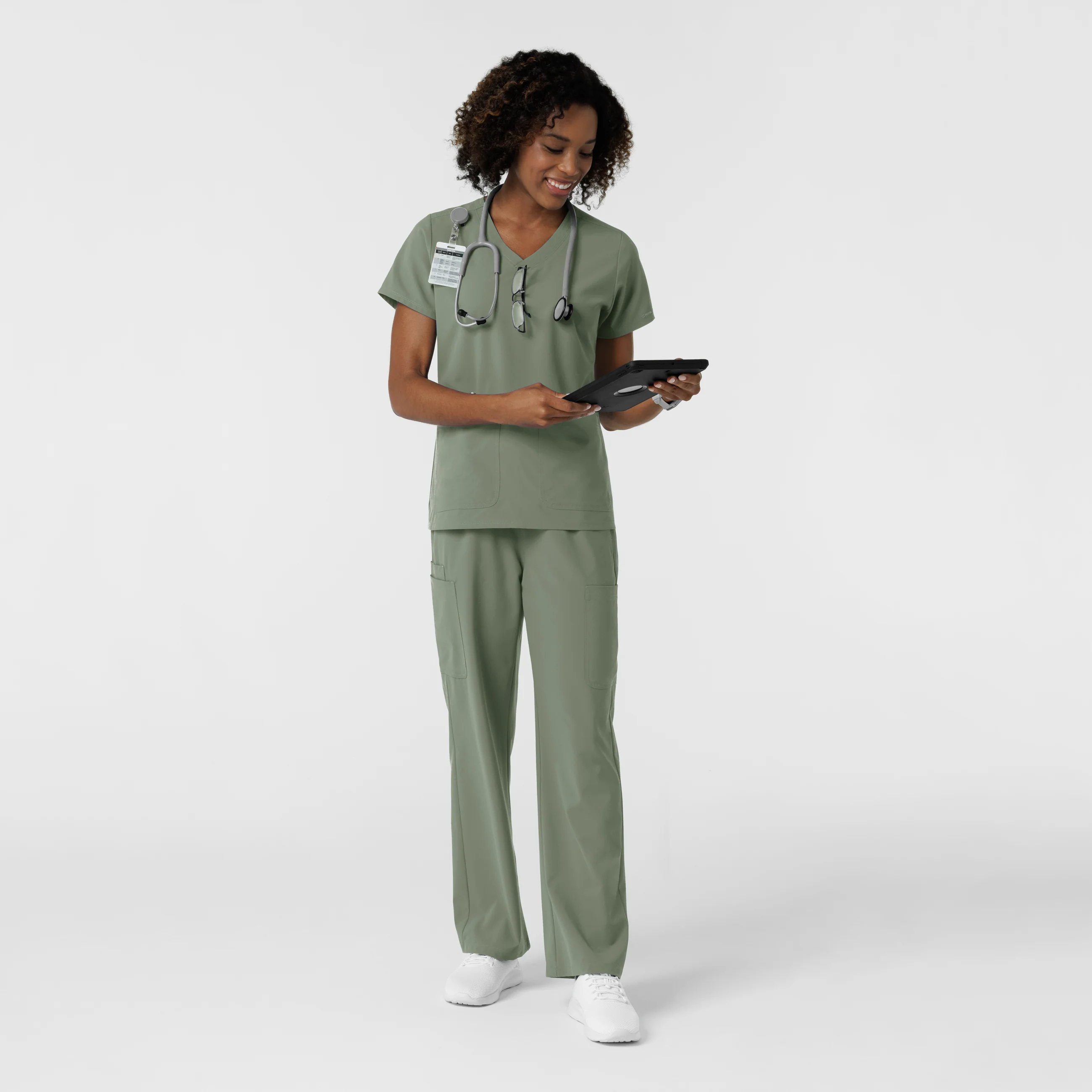 NURTUR Women's Straight Leg Cargo Scrub Pant - Sage - Image 2