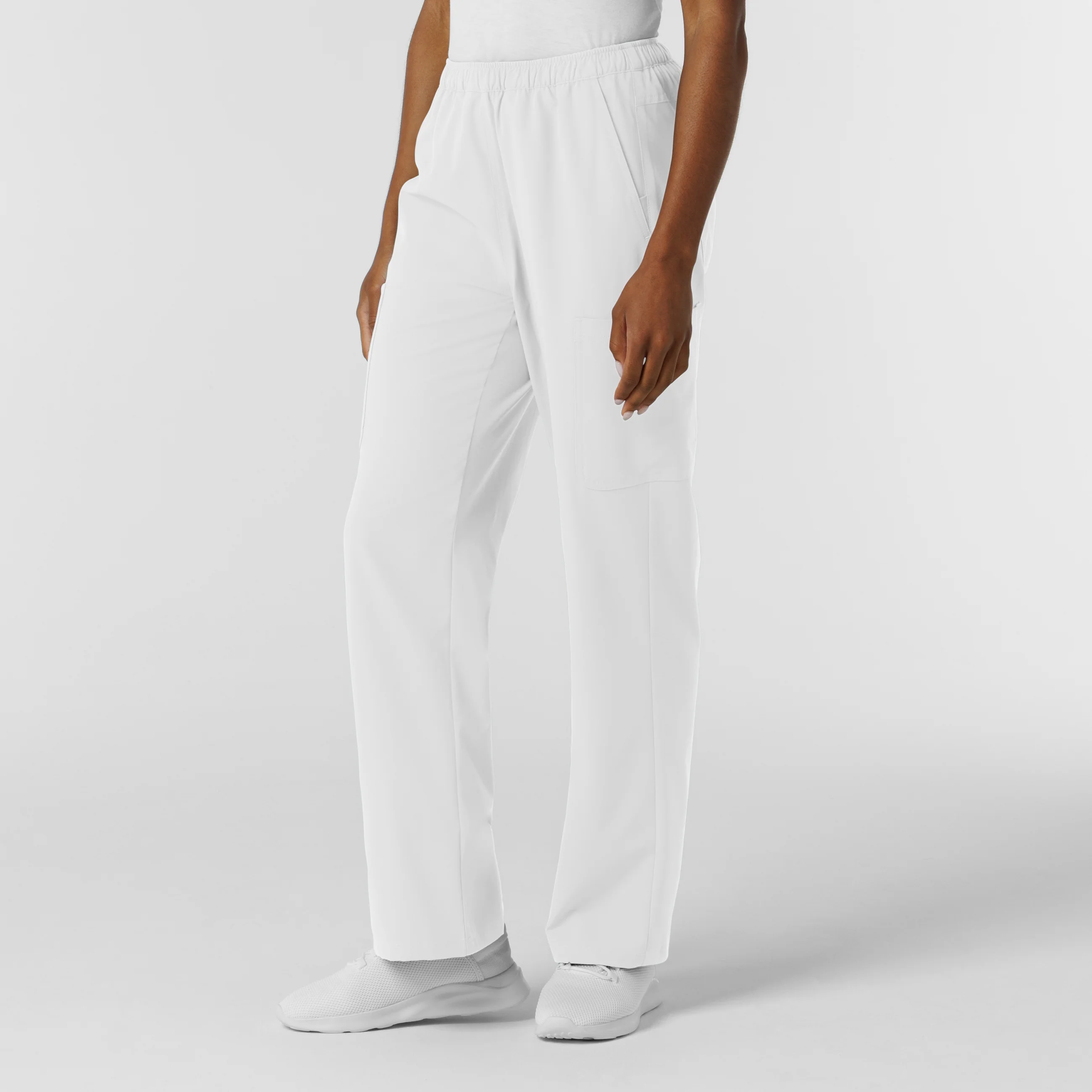 NURTUR Women's Straight Leg Cargo Scrub Pant - White - Image 4