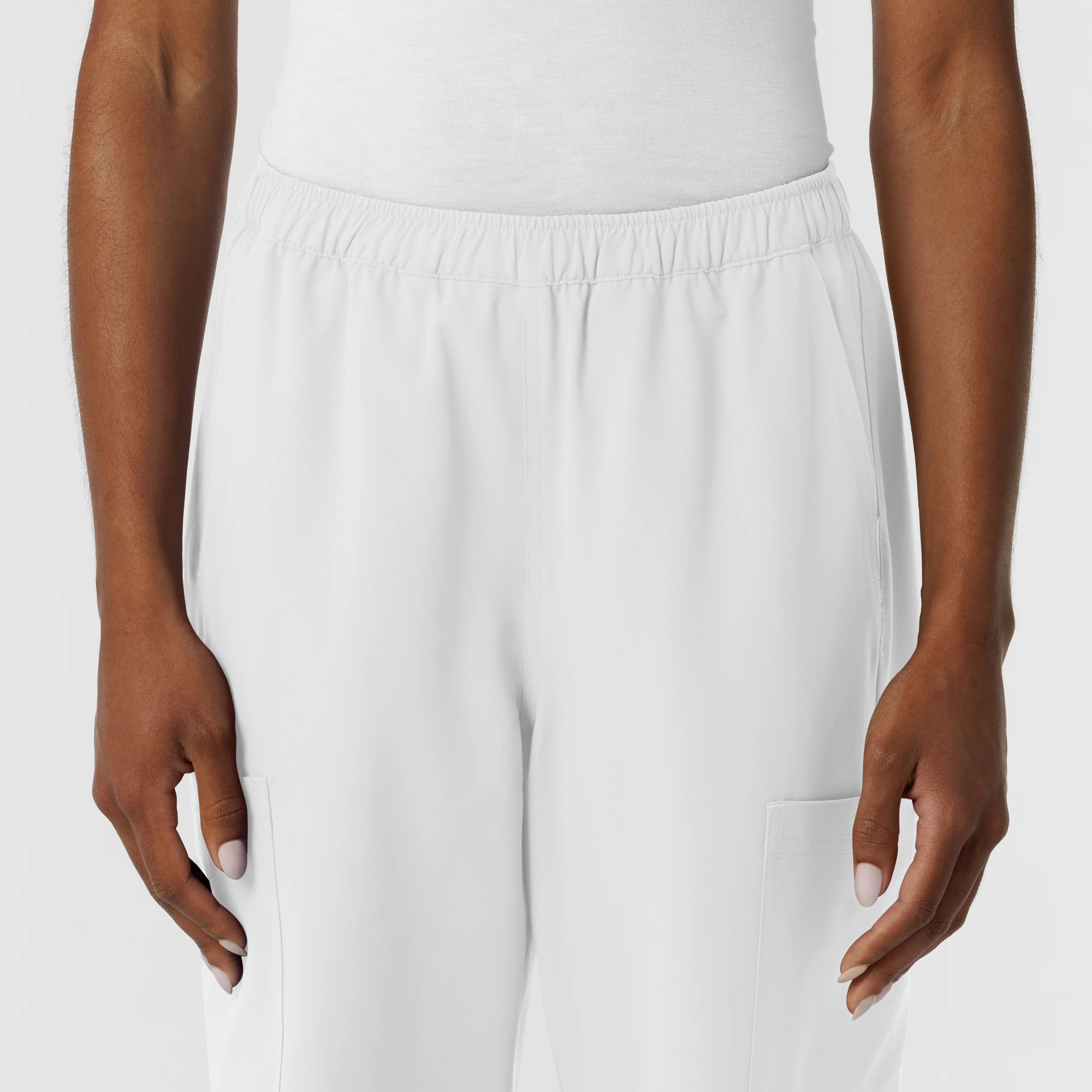 NURTUR Women's Straight Leg Cargo Scrub Pant - White - Image 5