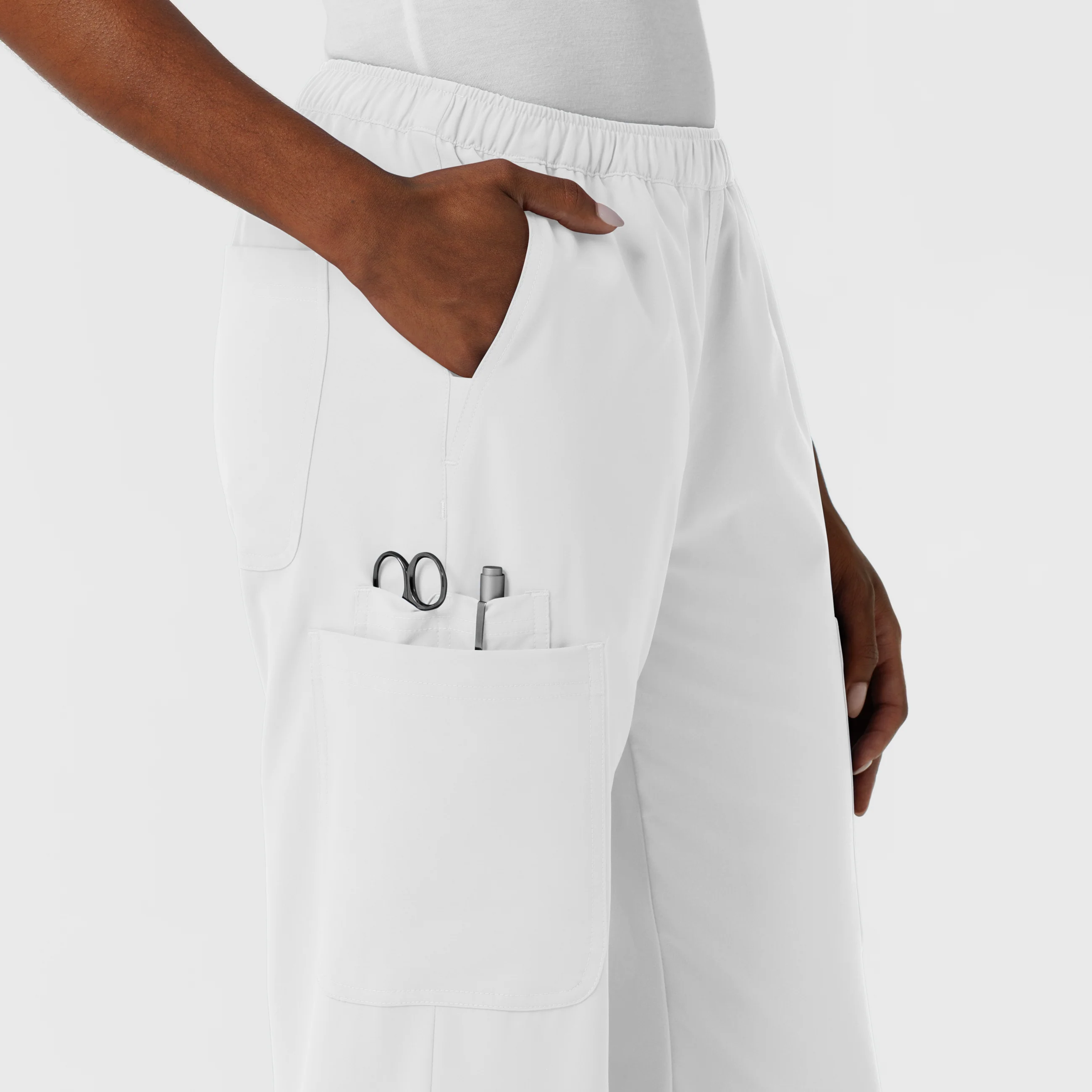 NURTUR Women's Straight Leg Cargo Scrub Pant - White - Image 7