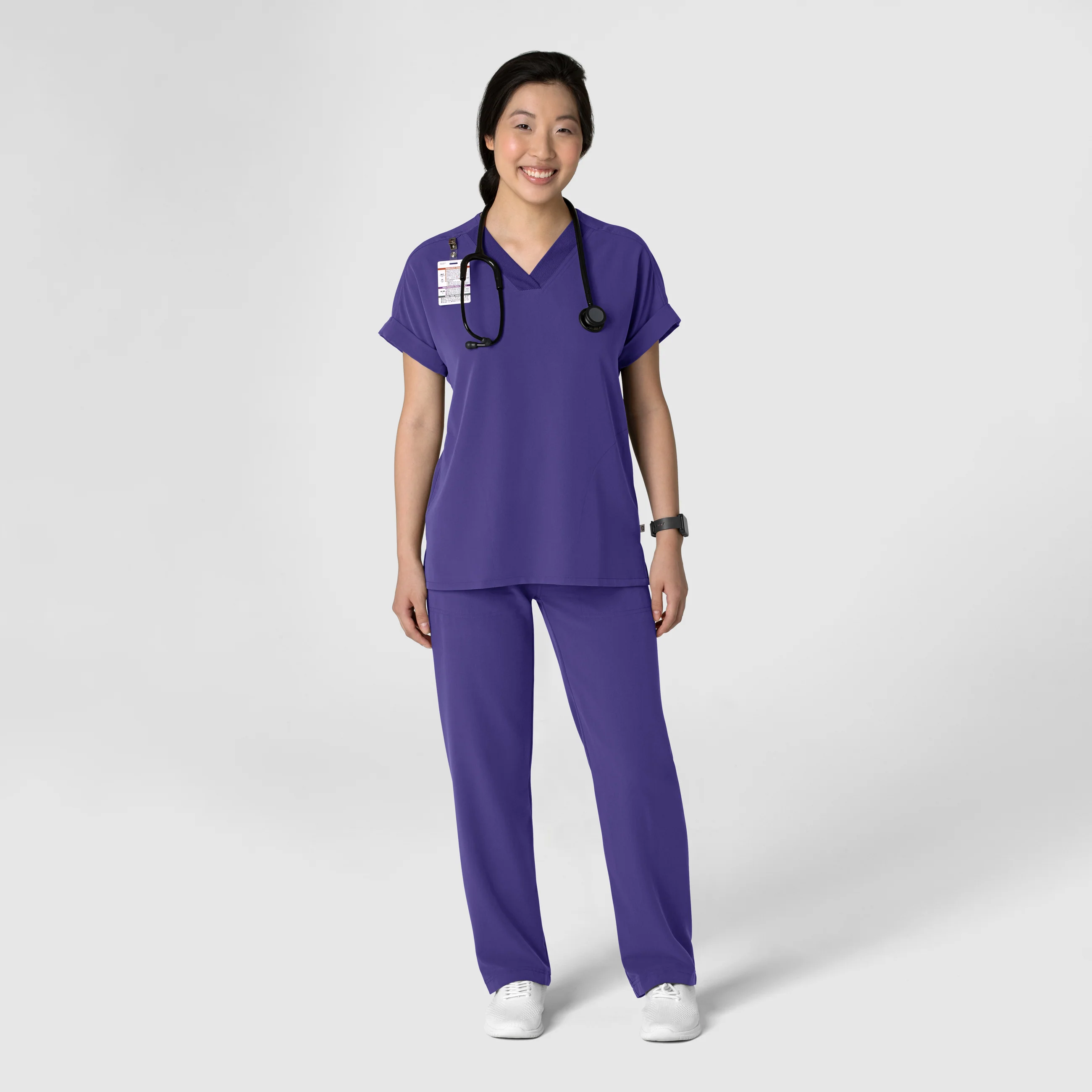 Nova Women's Stovepipe High-Low Hem Scrub Pant - Grape - Image 11