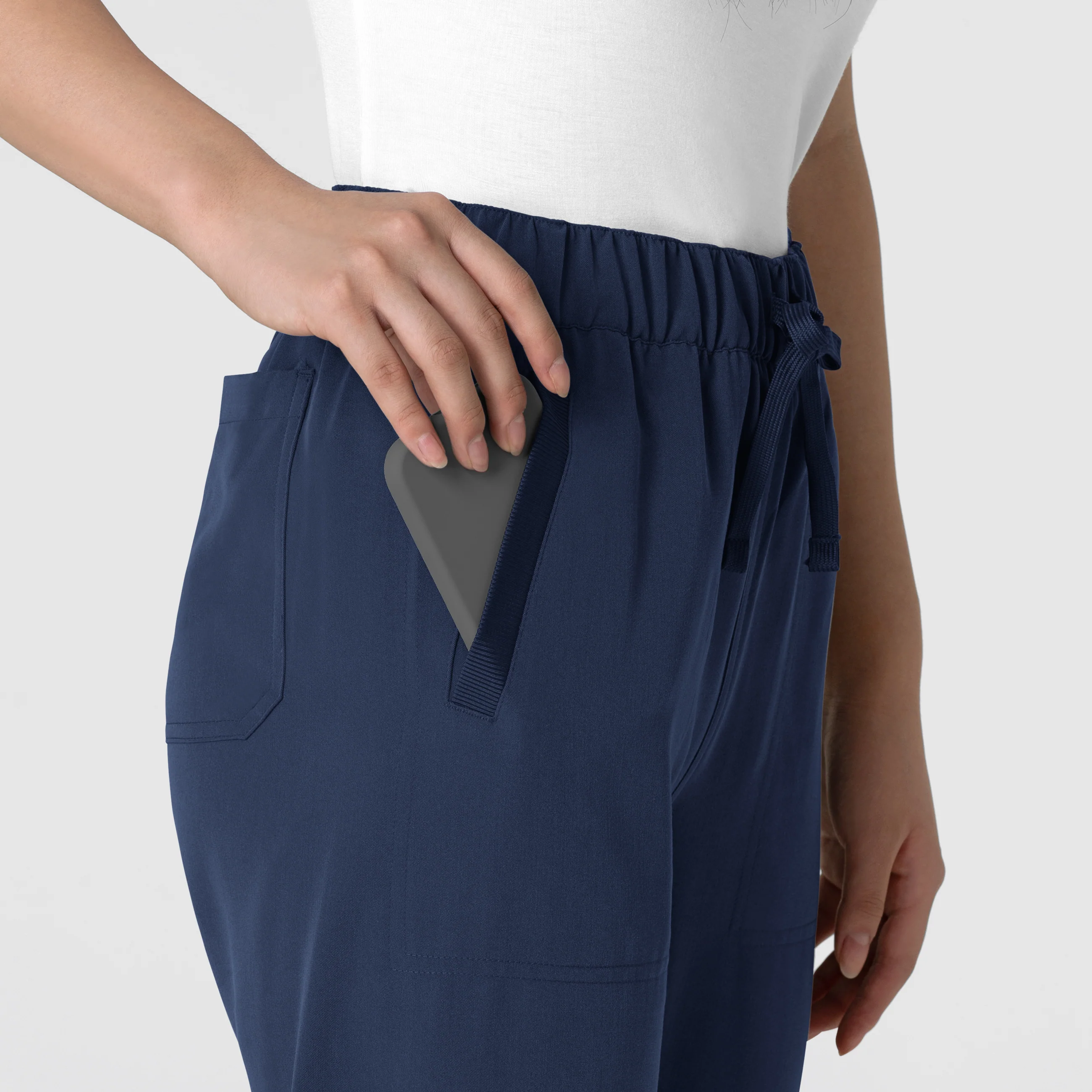 Nova Women's Stovepipe High-Low Hem Scrub Pant - Navy - Image 7