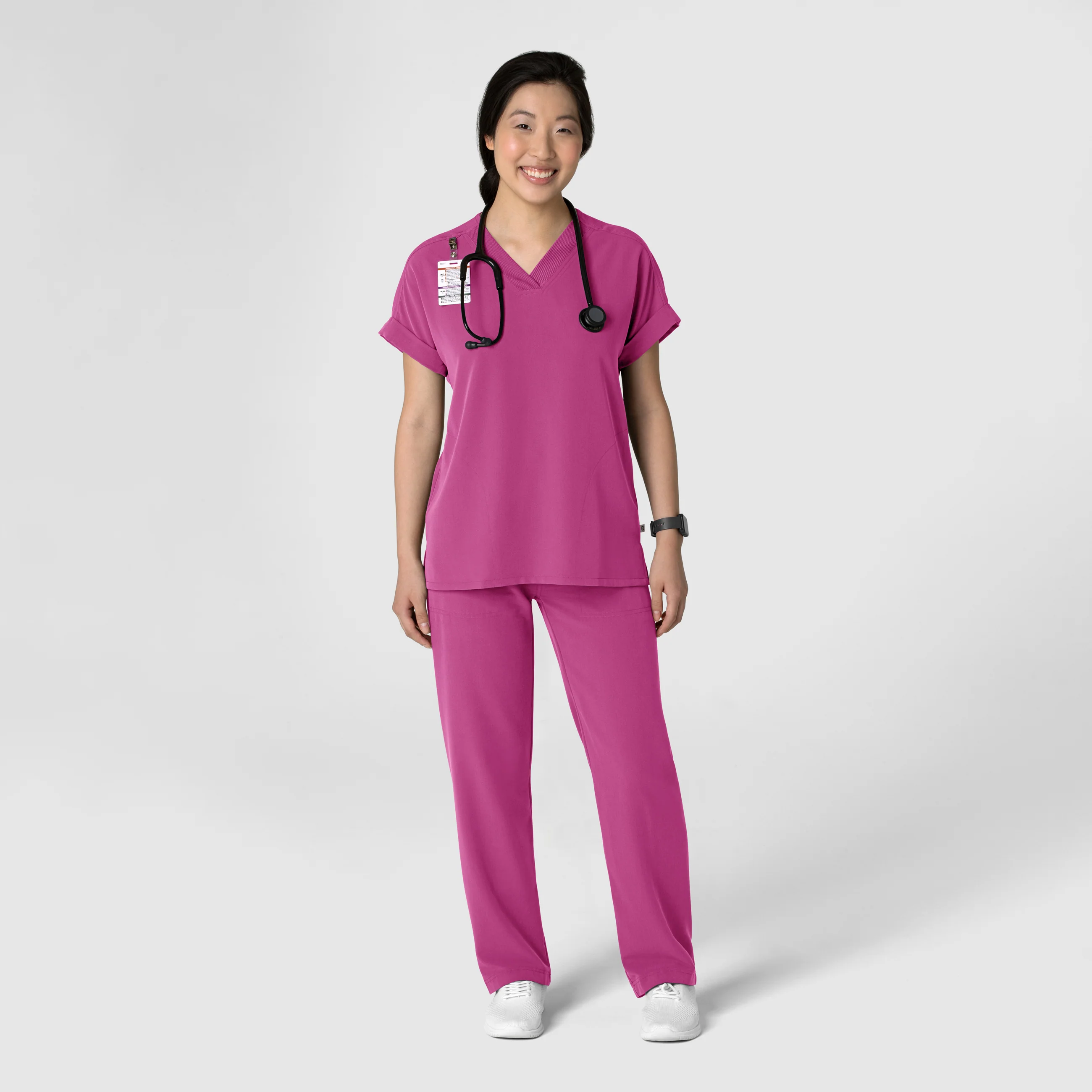 Nova Women's Stovepipe High-Low Hem Scrub Pant - Raspberry - Image 11