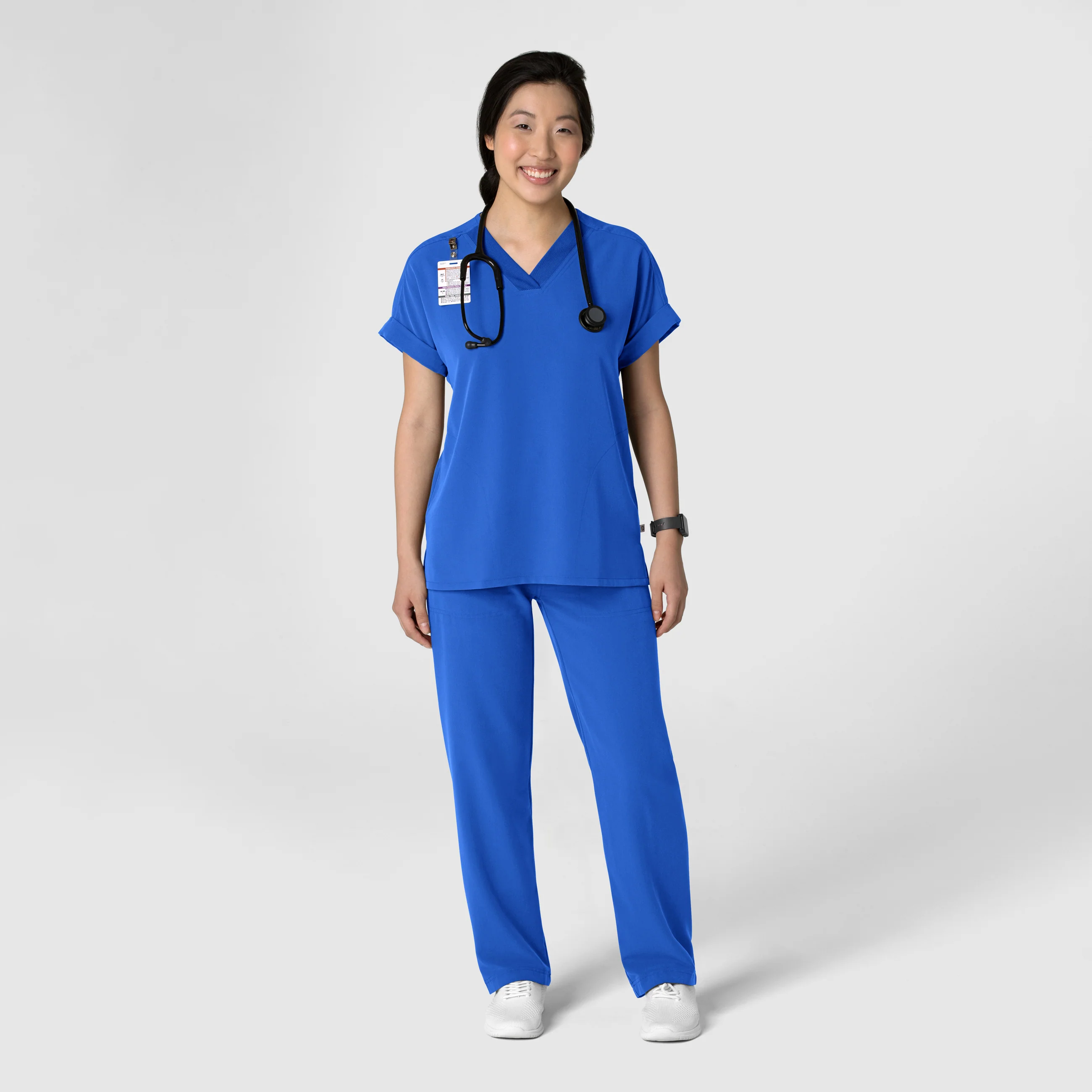 Nova Women's Stovepipe High-Low Hem Scrub Pant - Royal - Image 11
