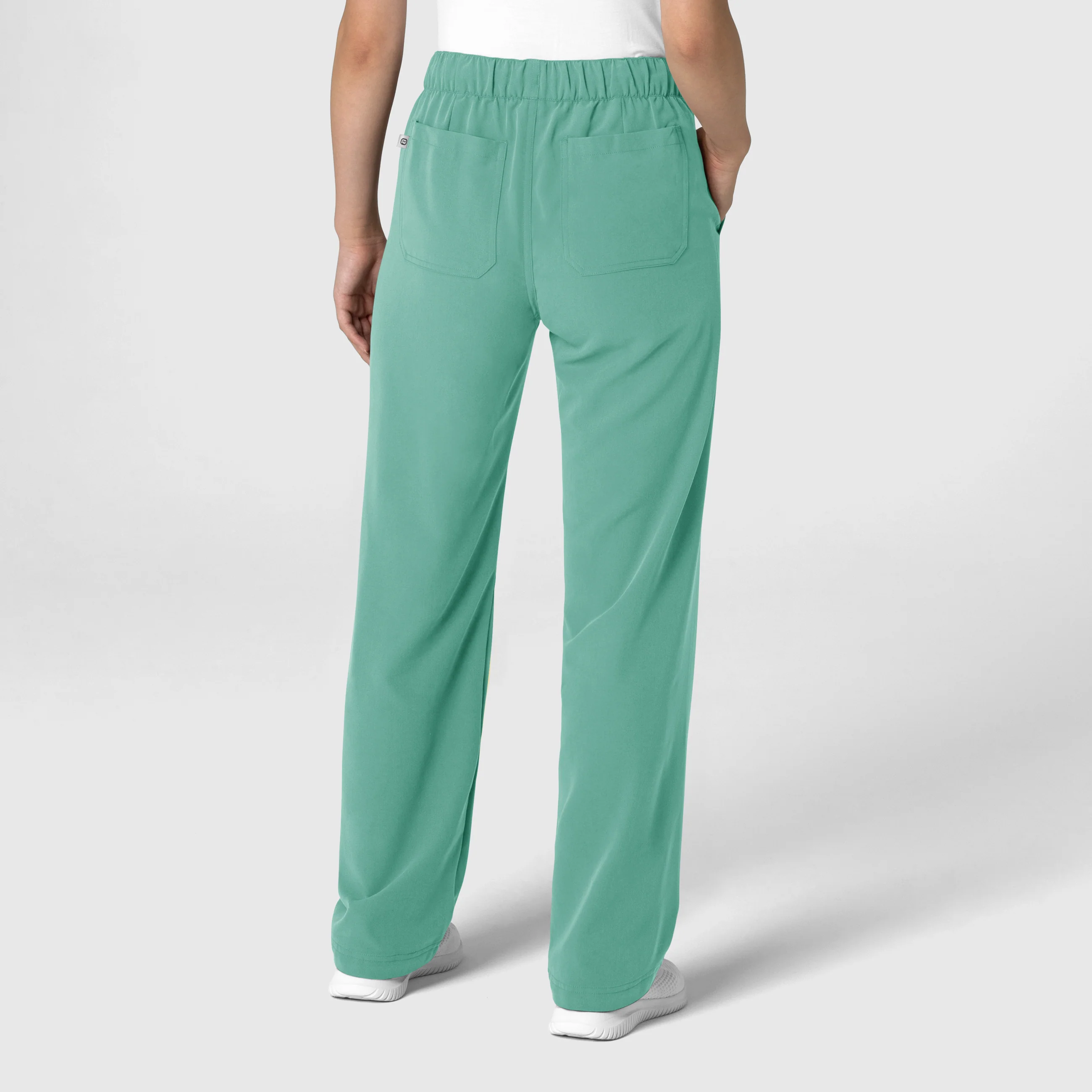 Nova Women's Stovepipe High-Low Hem Scrub Pant - Turquoise - Image 2
