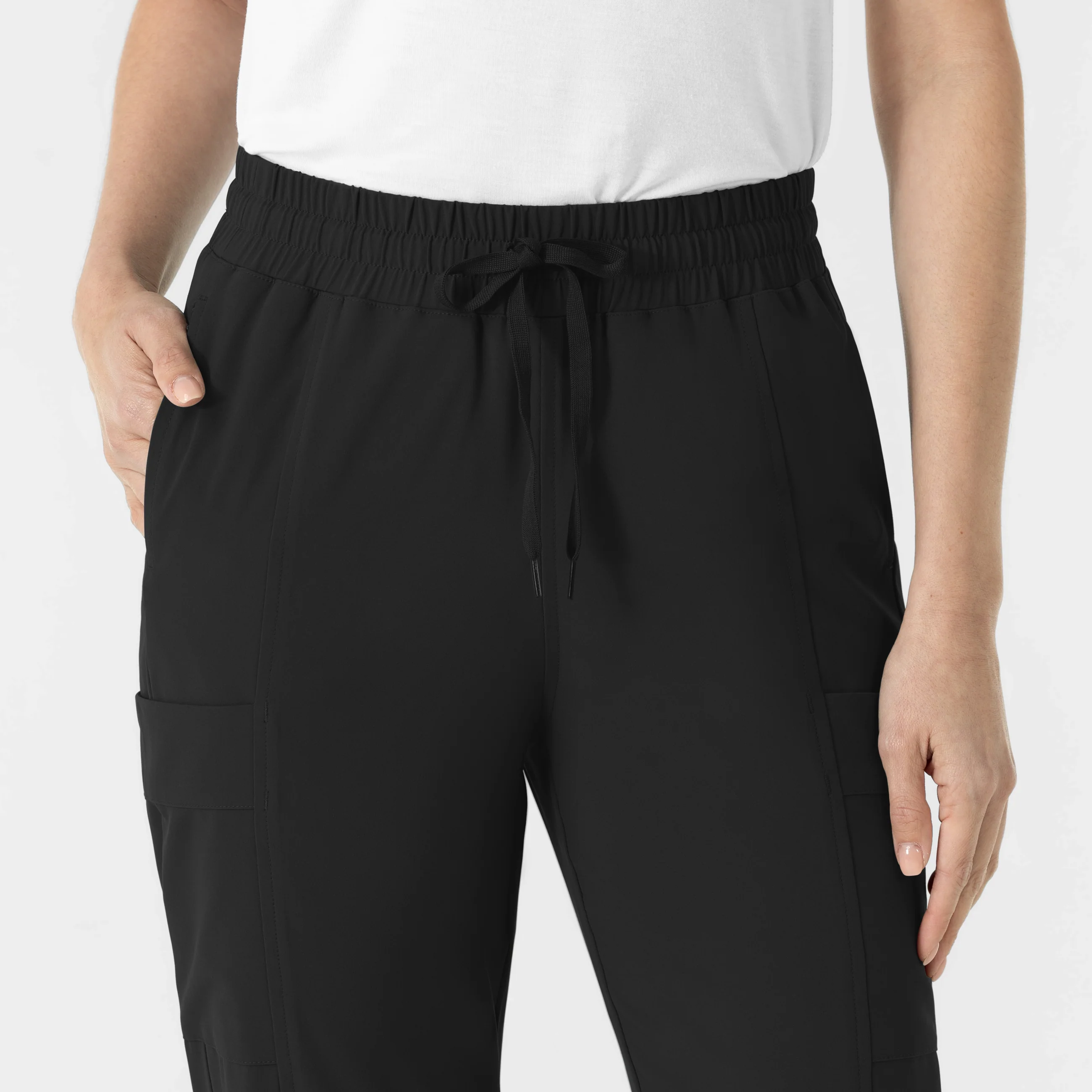 RENEW Women’s High Waist Tapered Scrub Pant - Black - Image 7