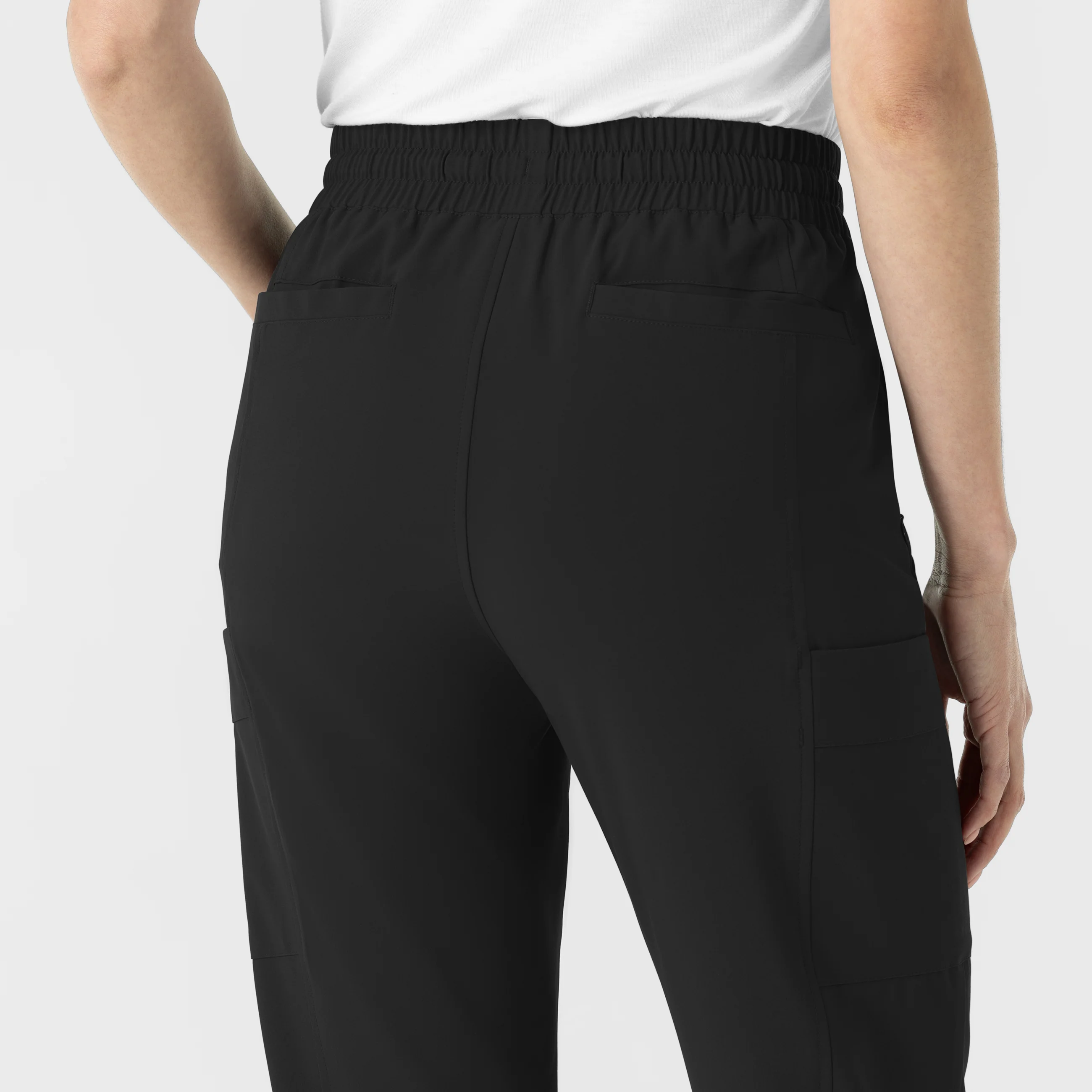 RENEW Women’s High Waist Tapered Scrub Pant - Black - Image 8