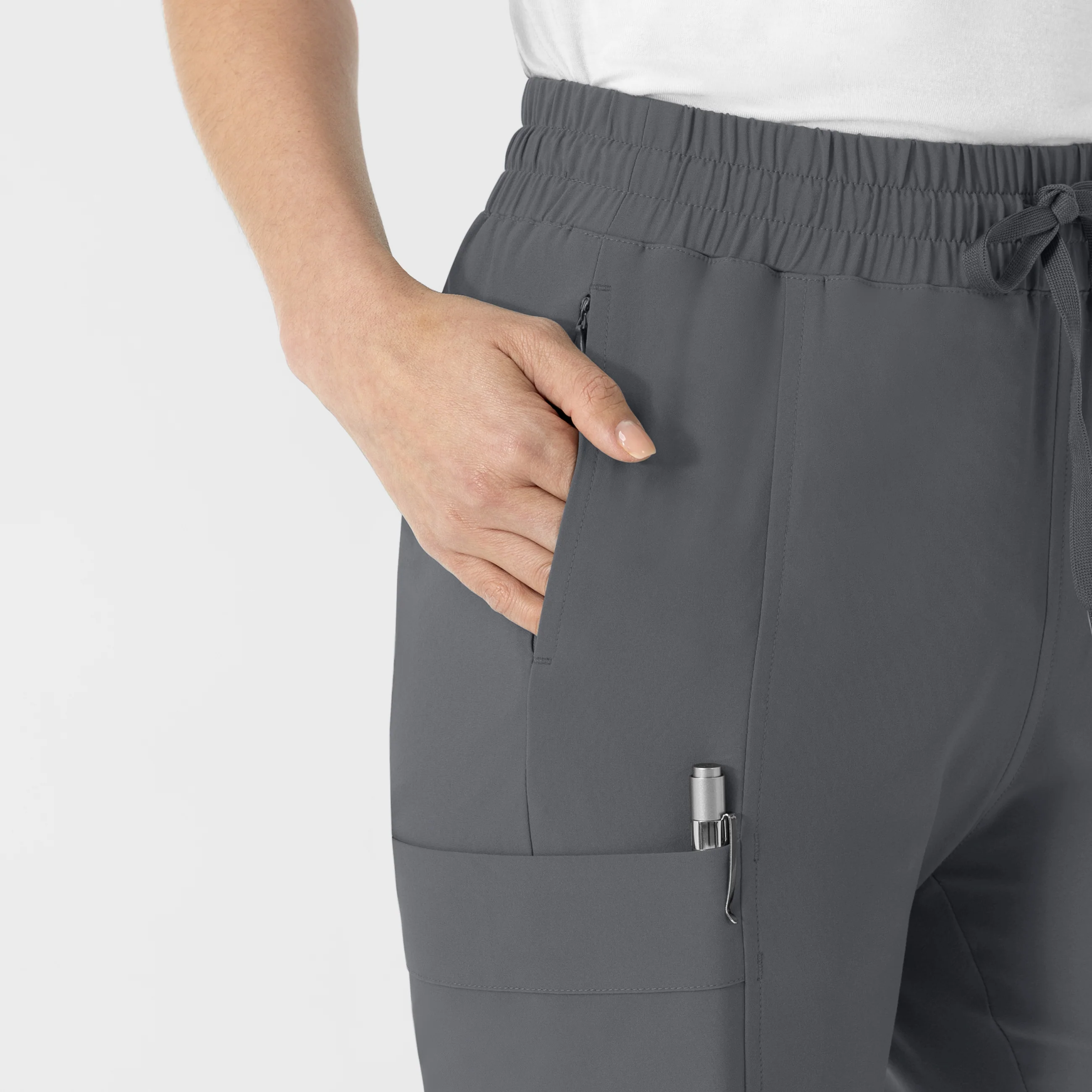 RENEW Women’s High Waist Tapered Scrub Pant - Pewter - Image 4