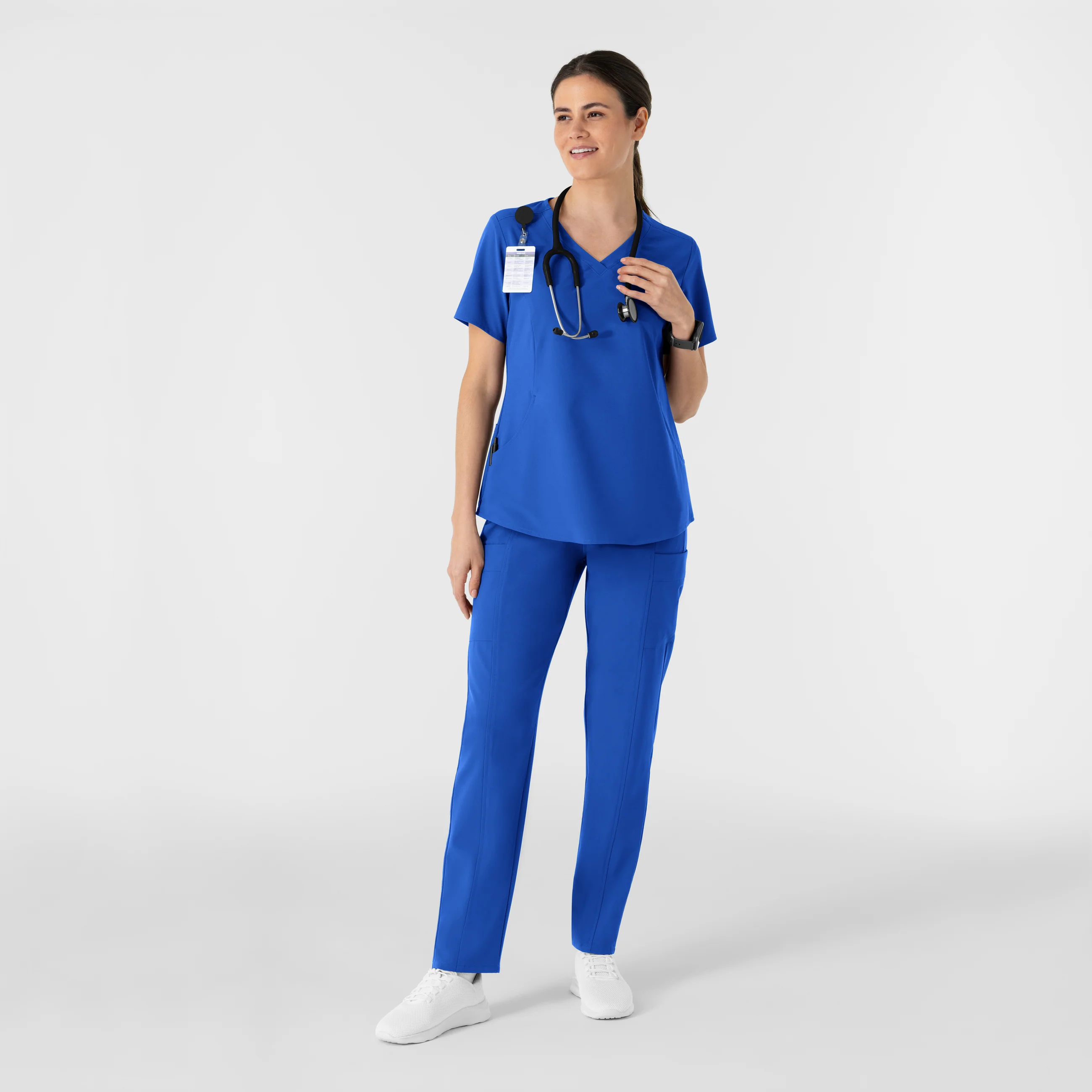 RENEW Women's V-Neck Scrub Top - Royal - Image 3