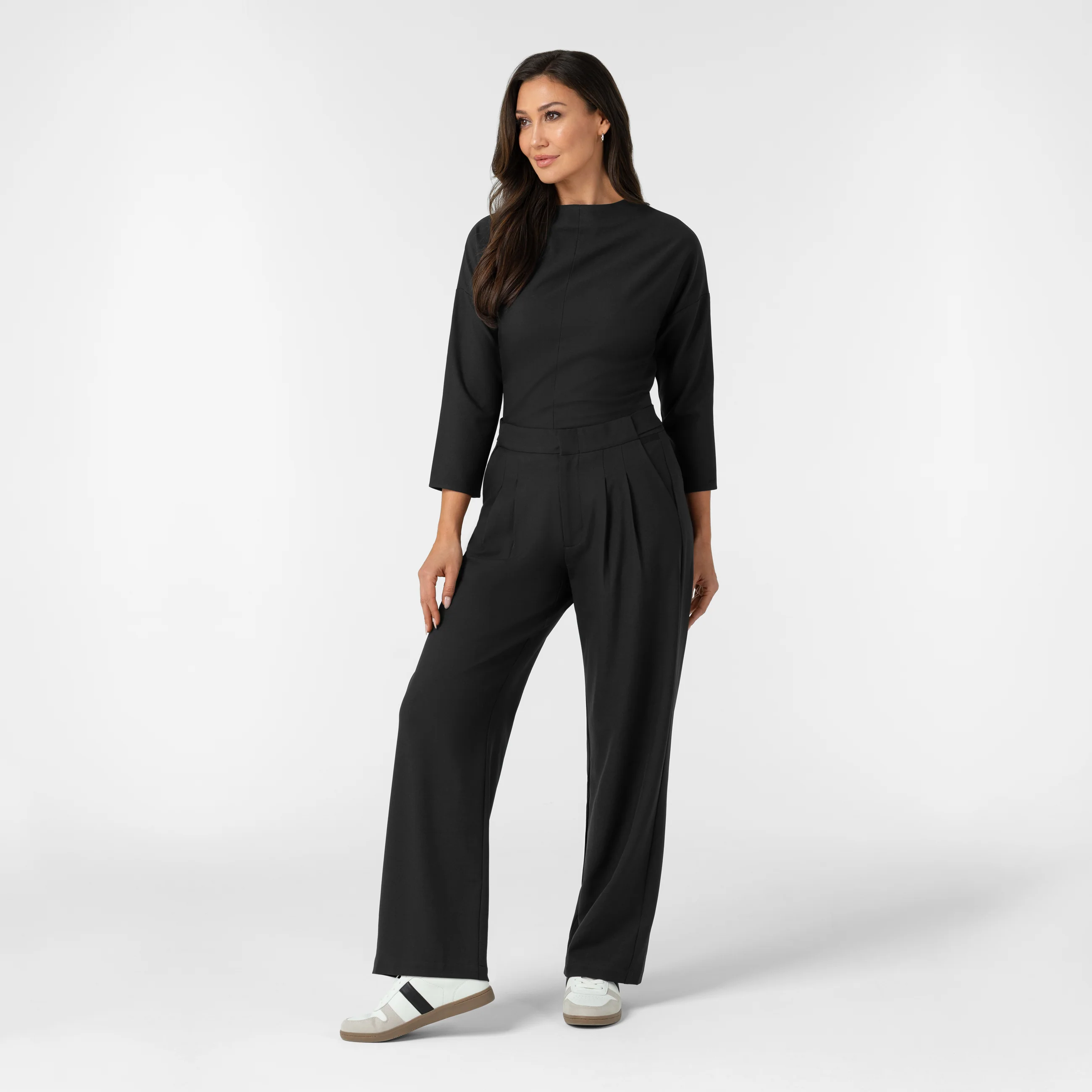 BLK Edit Women's Wide Leg Scrub Trouser - Black - Image 4