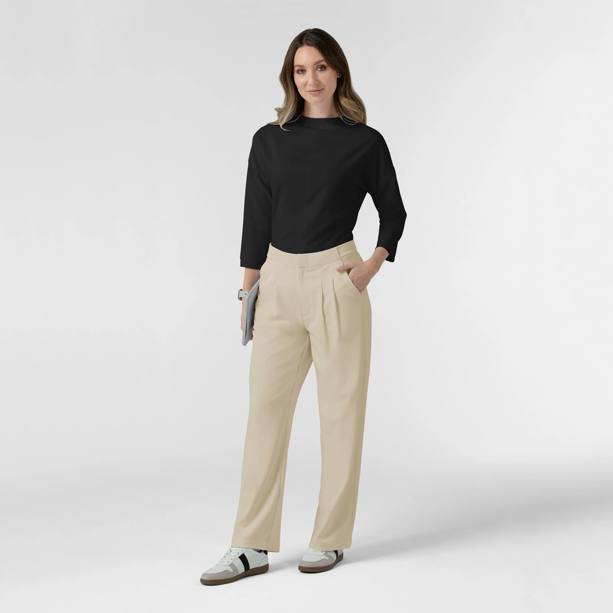 BLK Edit Women's Wide Leg Scrub Trouser - Coconut Milk - Image 4