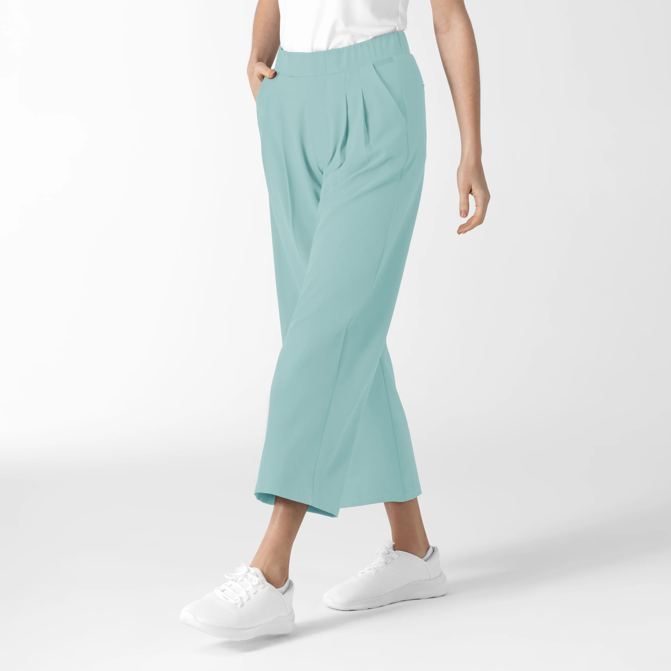 RENEW Women's Cropped Wide Leg Scrub Trouser - Coastal Blue - Image 4