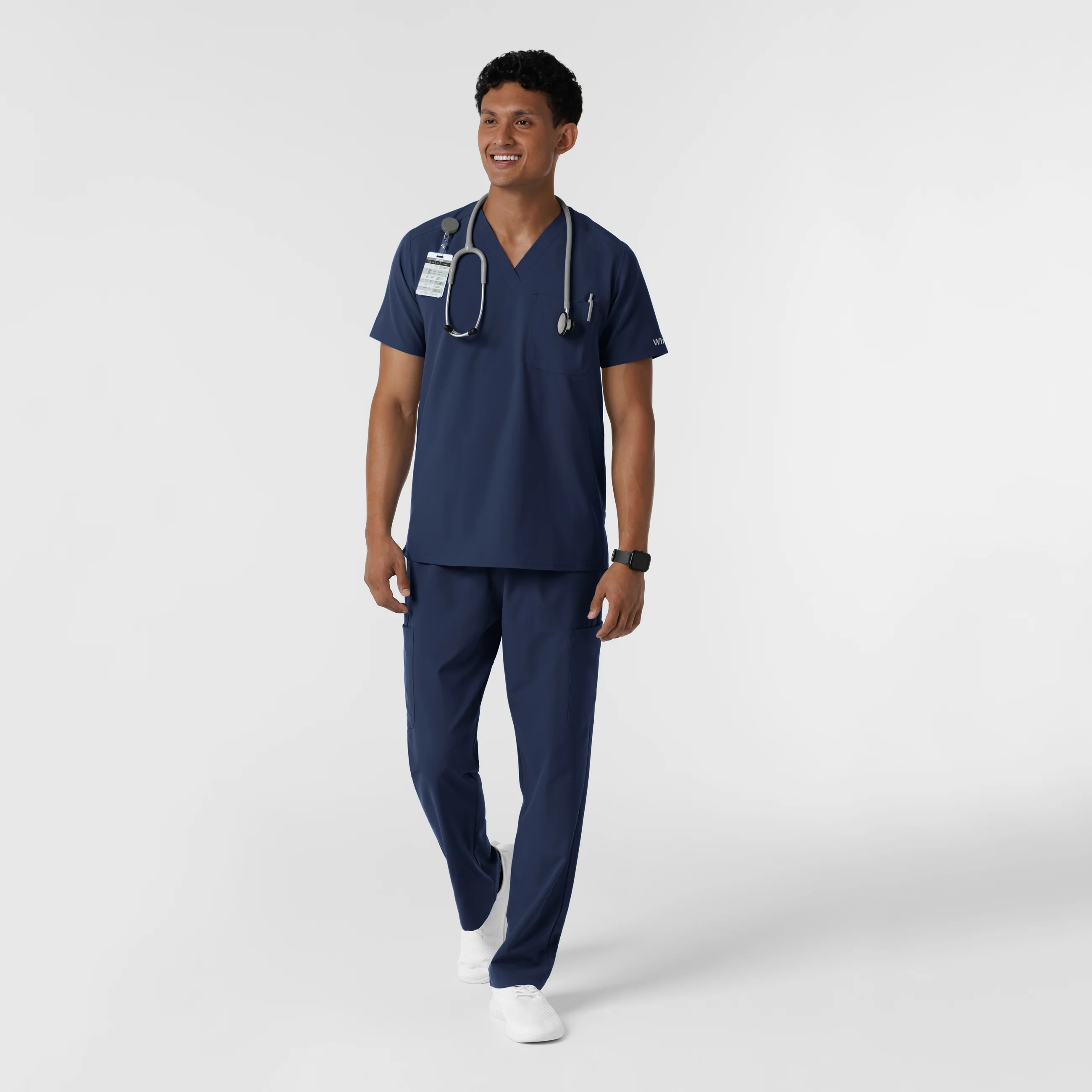 NURTUR Men's V-Neck Scrub Top - Navy - Image 3