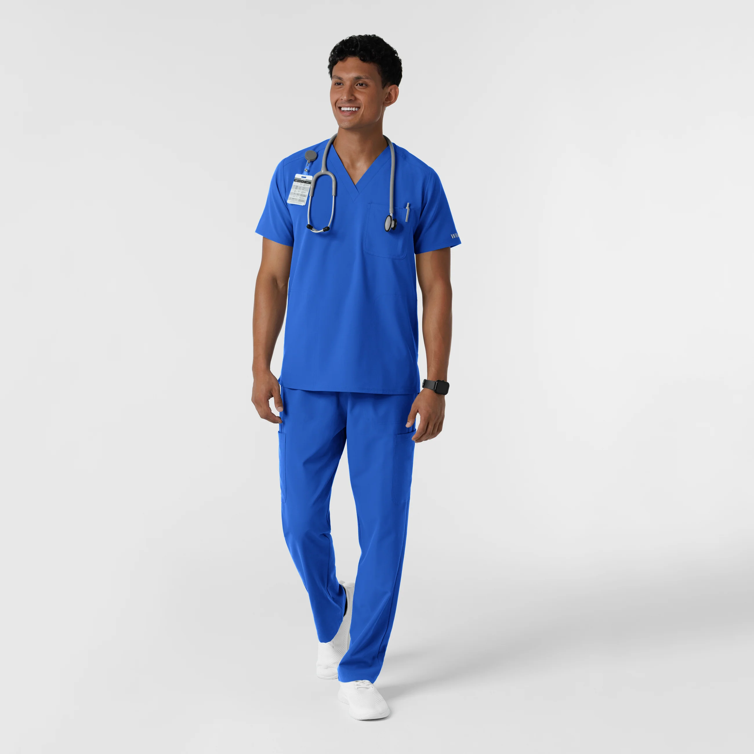 NURTUR Men's V-Neck Scrub Top - Royal - Image 3