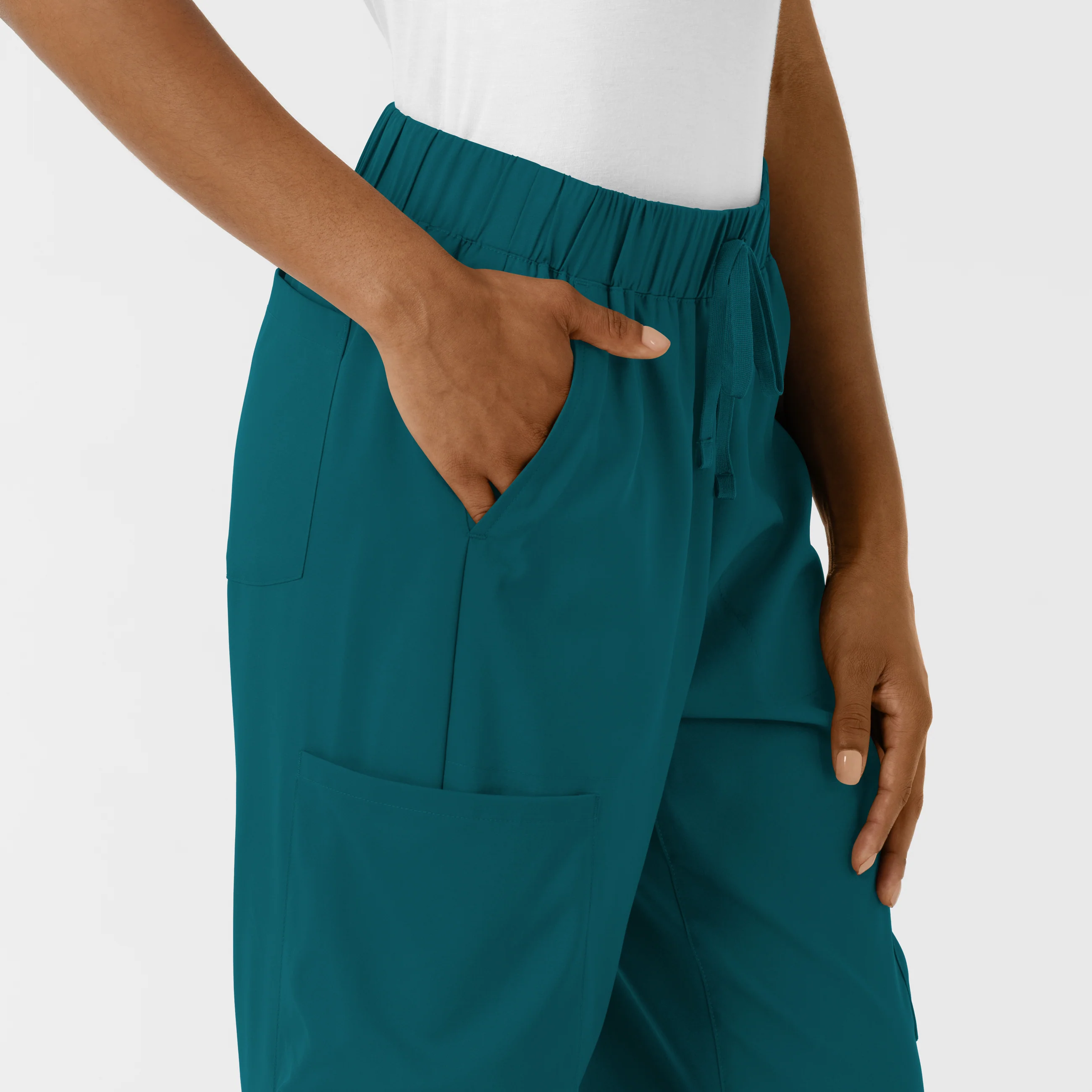 Boundless Women's Classic Wide Leg Cargo Scrub Pant - Caribbean - Image 6