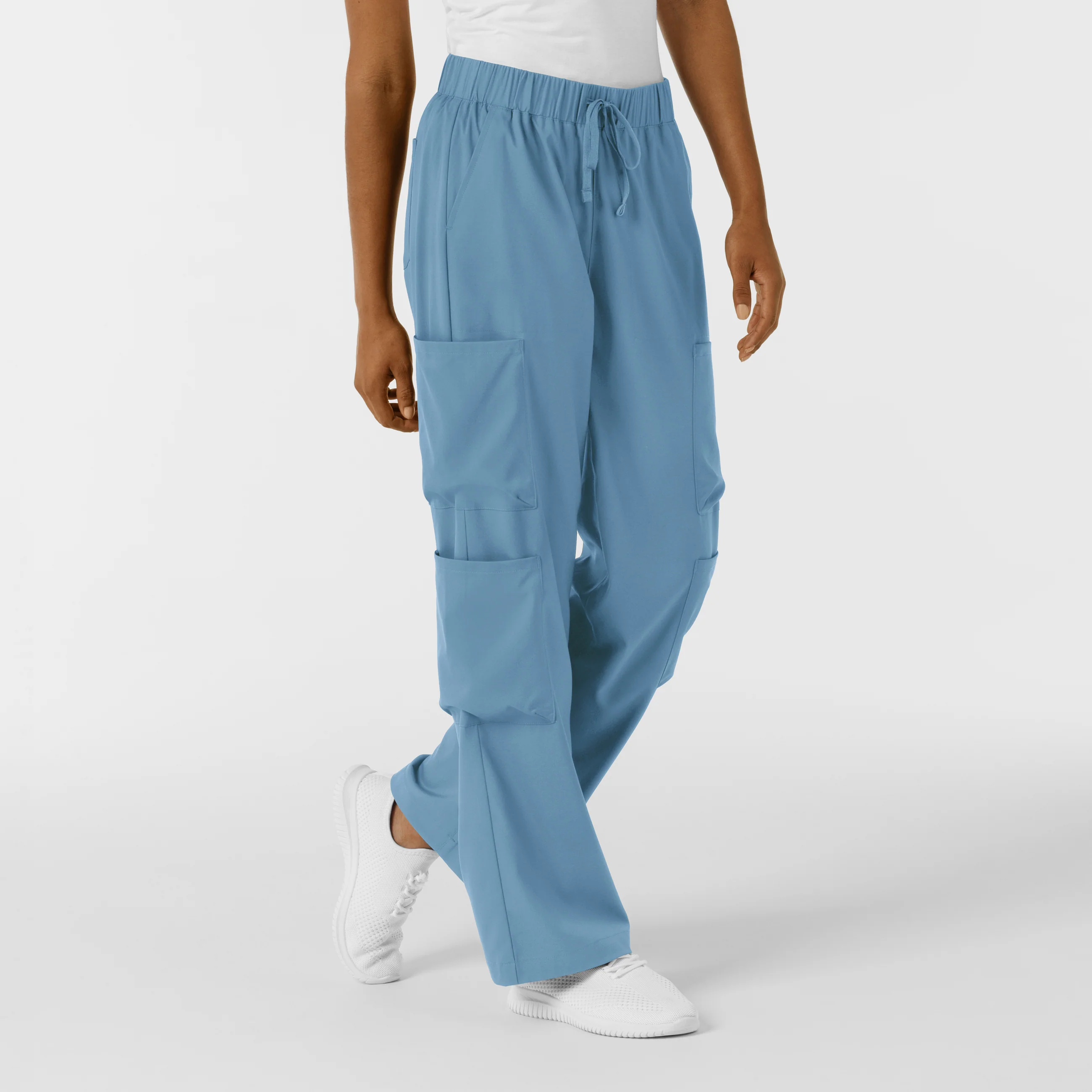 Boundless Women's Classic Wide Leg Double Cargo Scrub Pant - Pacific Blue - Image 5