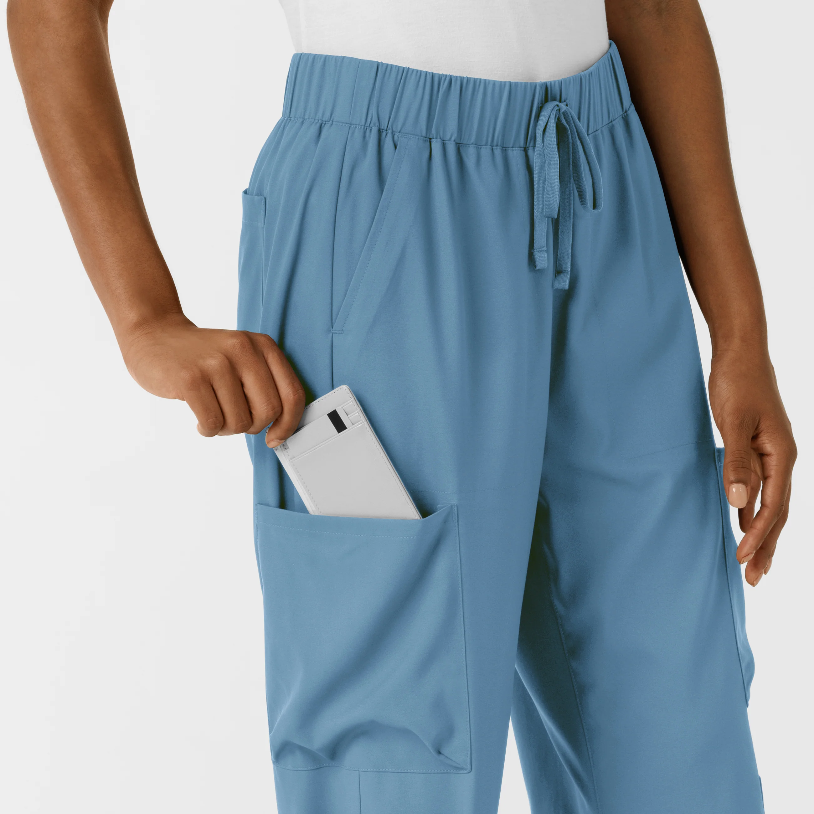 Boundless Women's Classic Wide Leg Double Cargo Scrub Pant - Pacific Blue - Image 9