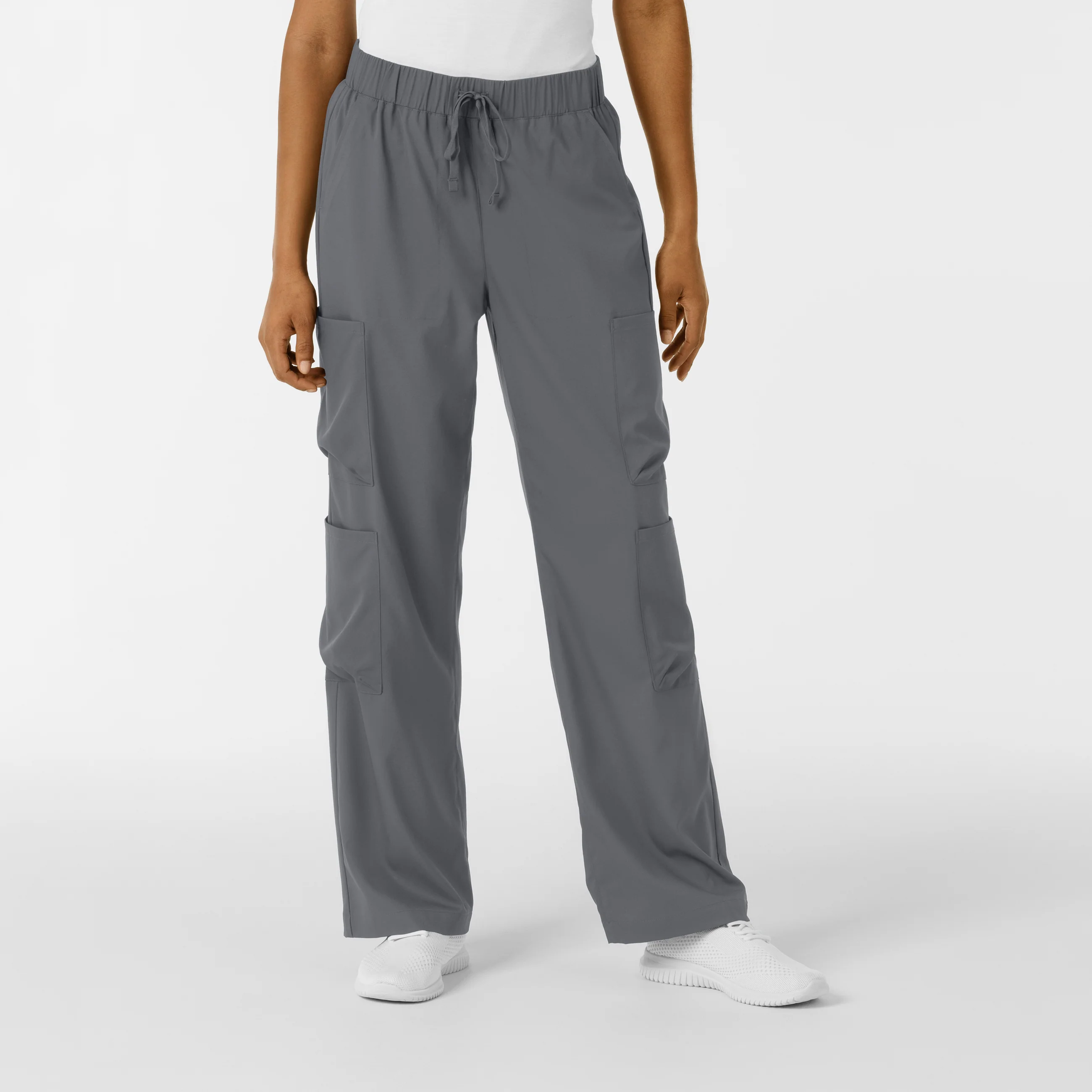 Boundless Women's Classic Wide Leg Double Cargo Scrub Pant - Pewter