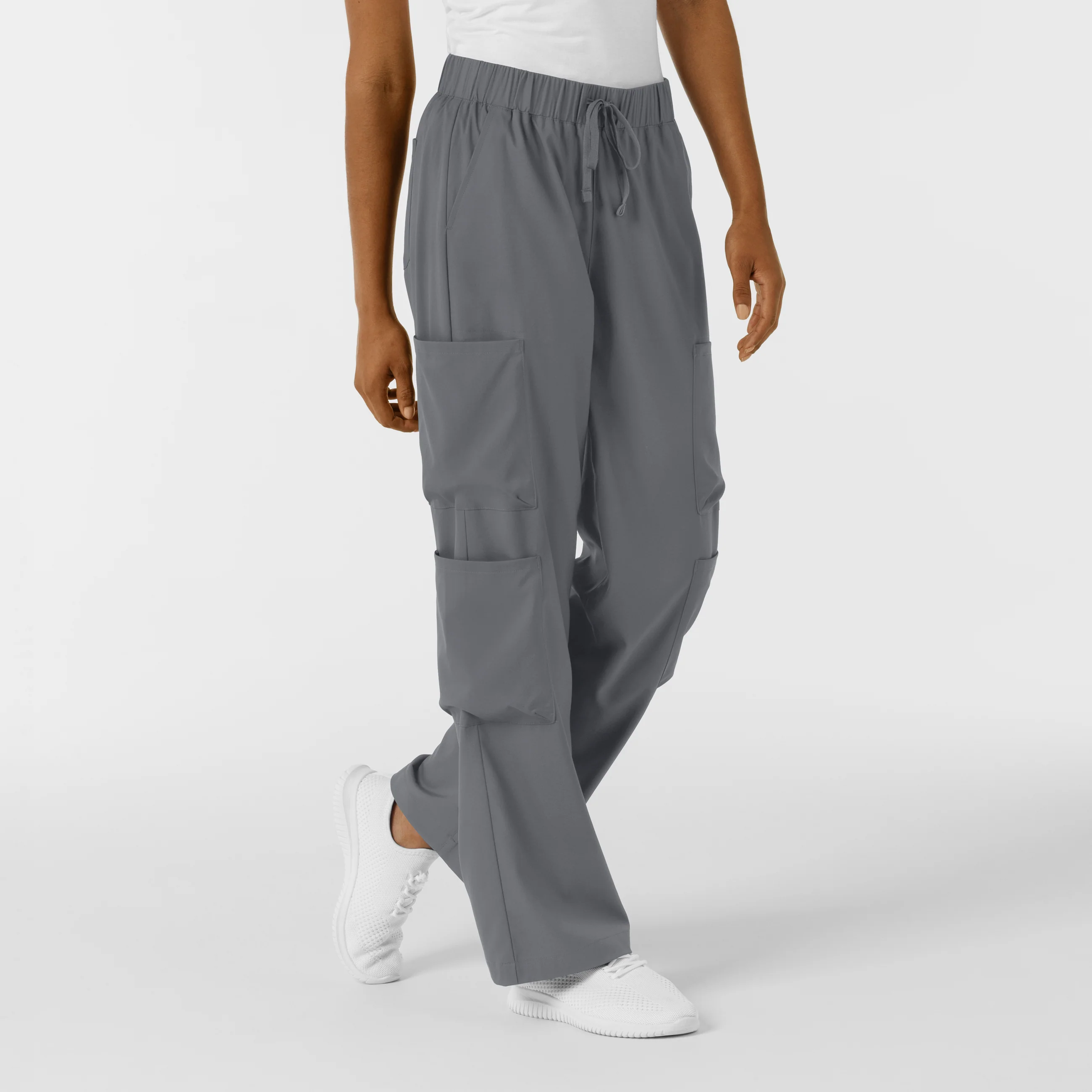Boundless Women's Classic Wide Leg Double Cargo Scrub Pant - Pewter - Image 4