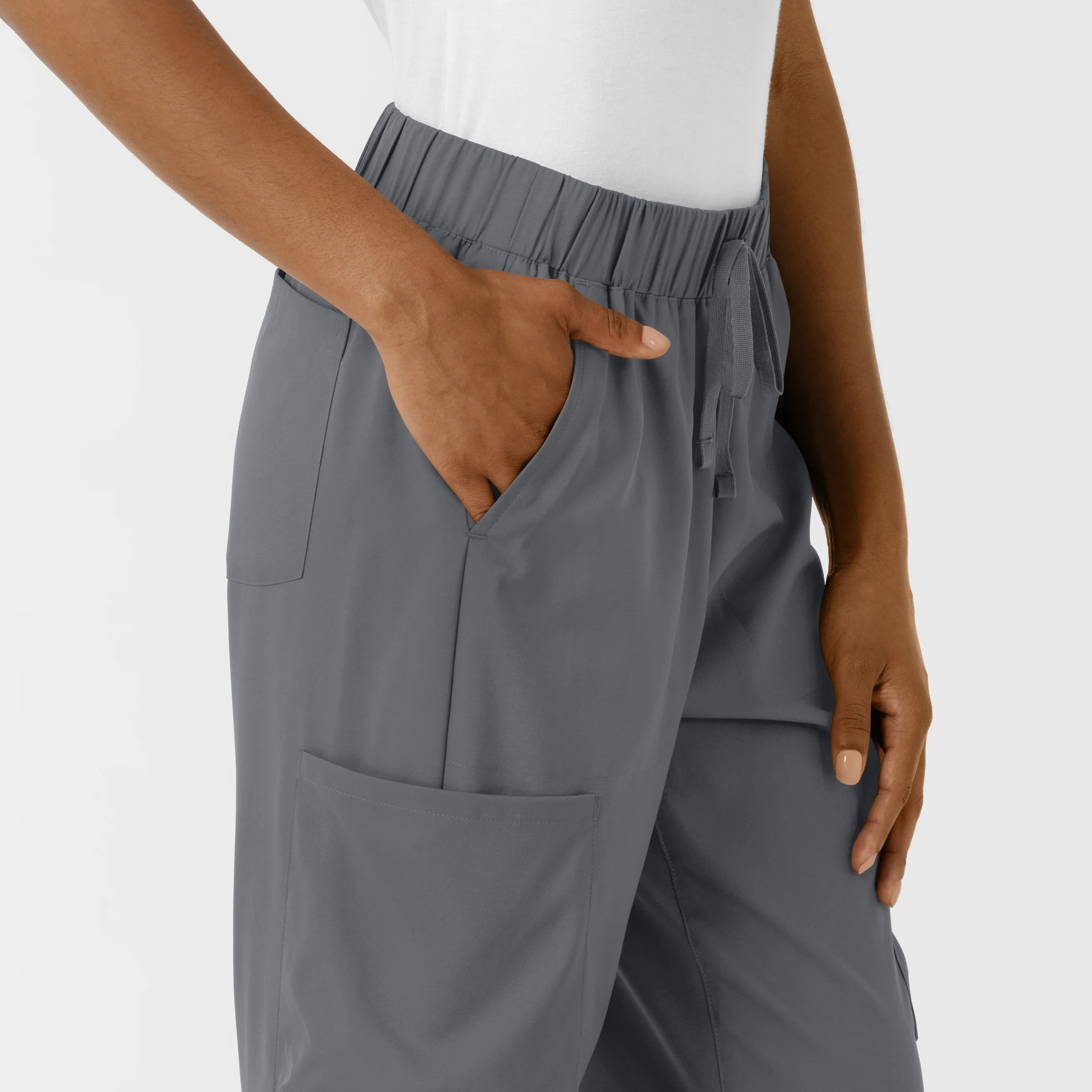 Boundless Women's Classic Wide Leg Double Cargo Scrub Pant - Pewter - Image 6
