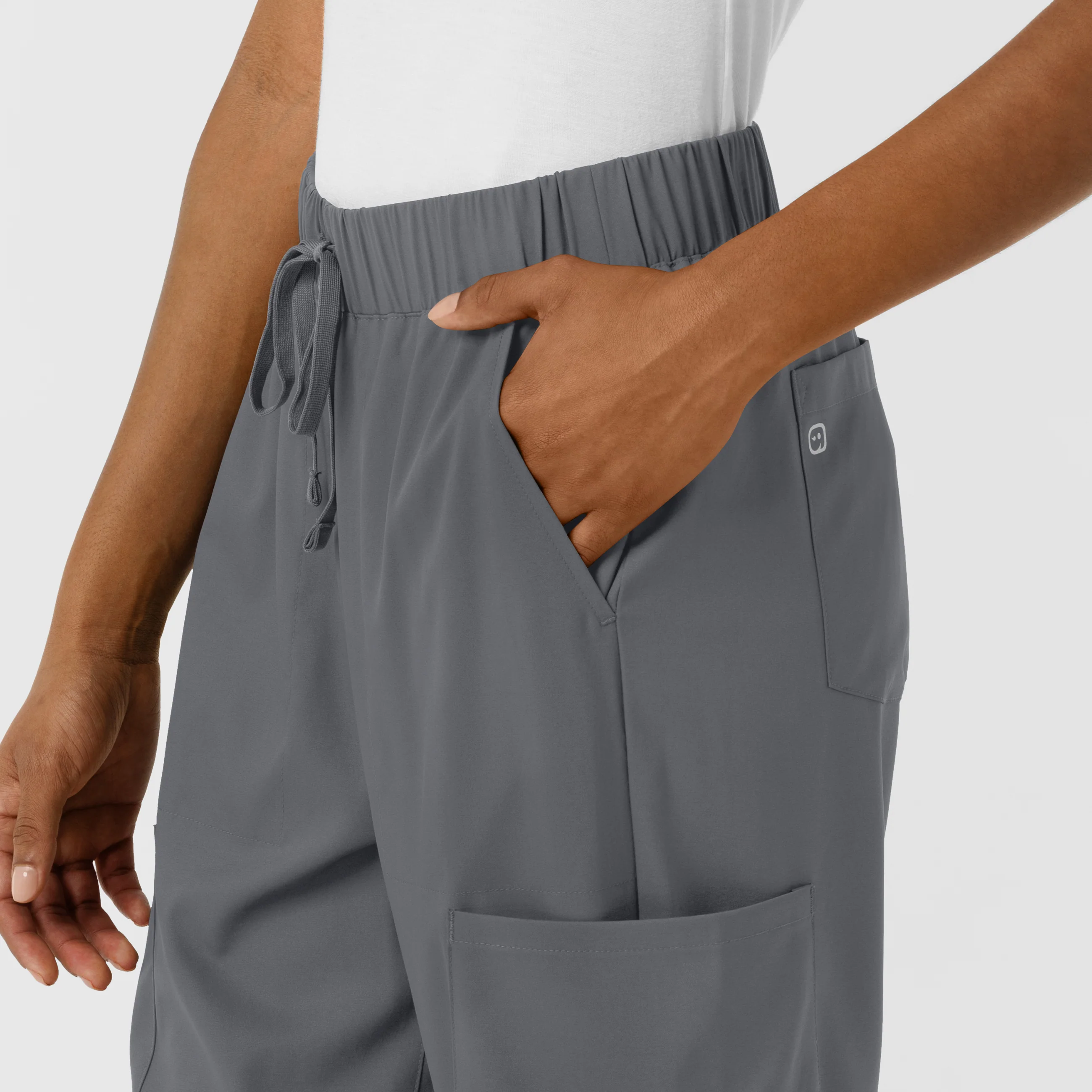 Boundless Women's Classic Wide Leg Double Cargo Scrub Pant - Pewter - Image 7
