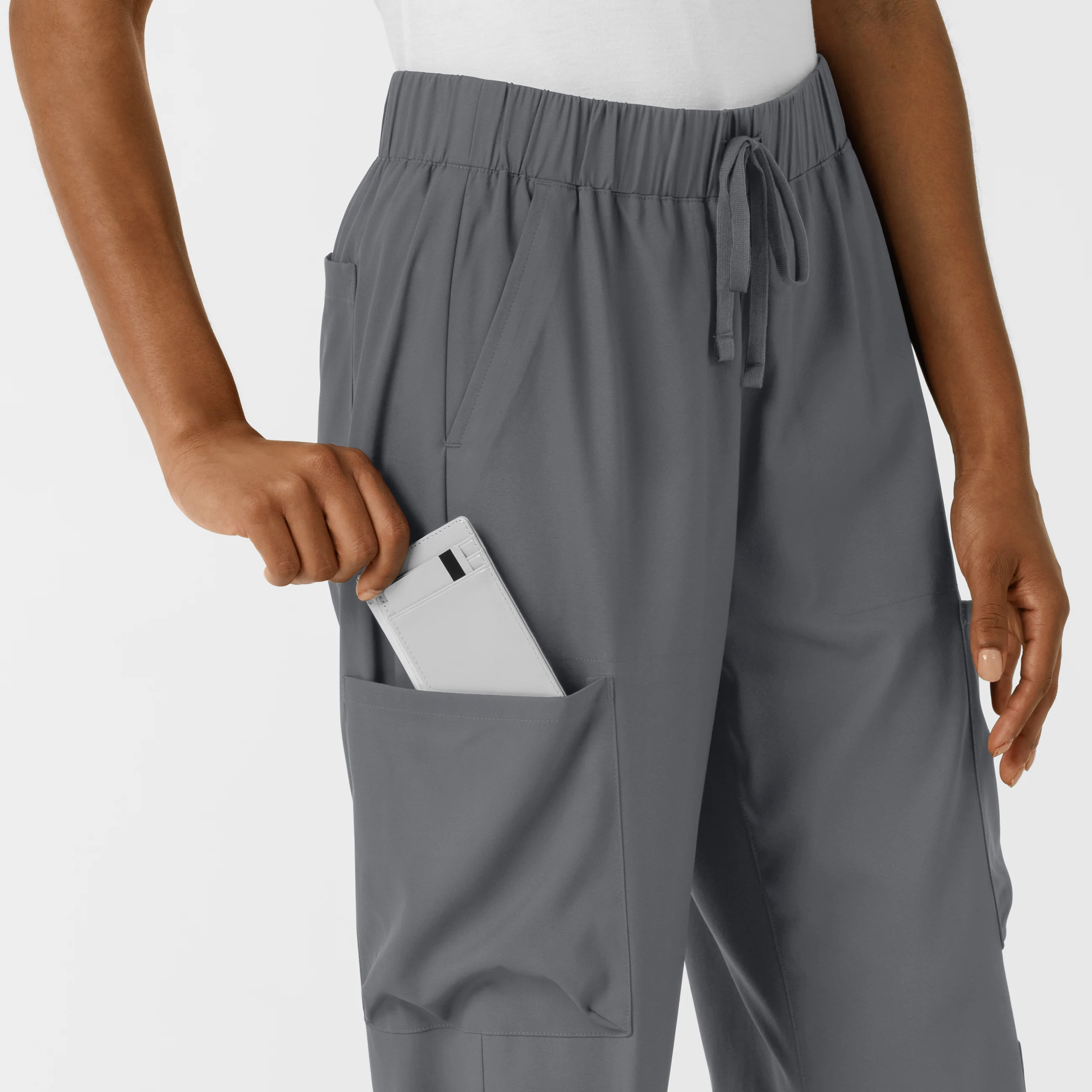 Boundless Women's Classic Wide Leg Double Cargo Scrub Pant - Pewter - Image 8