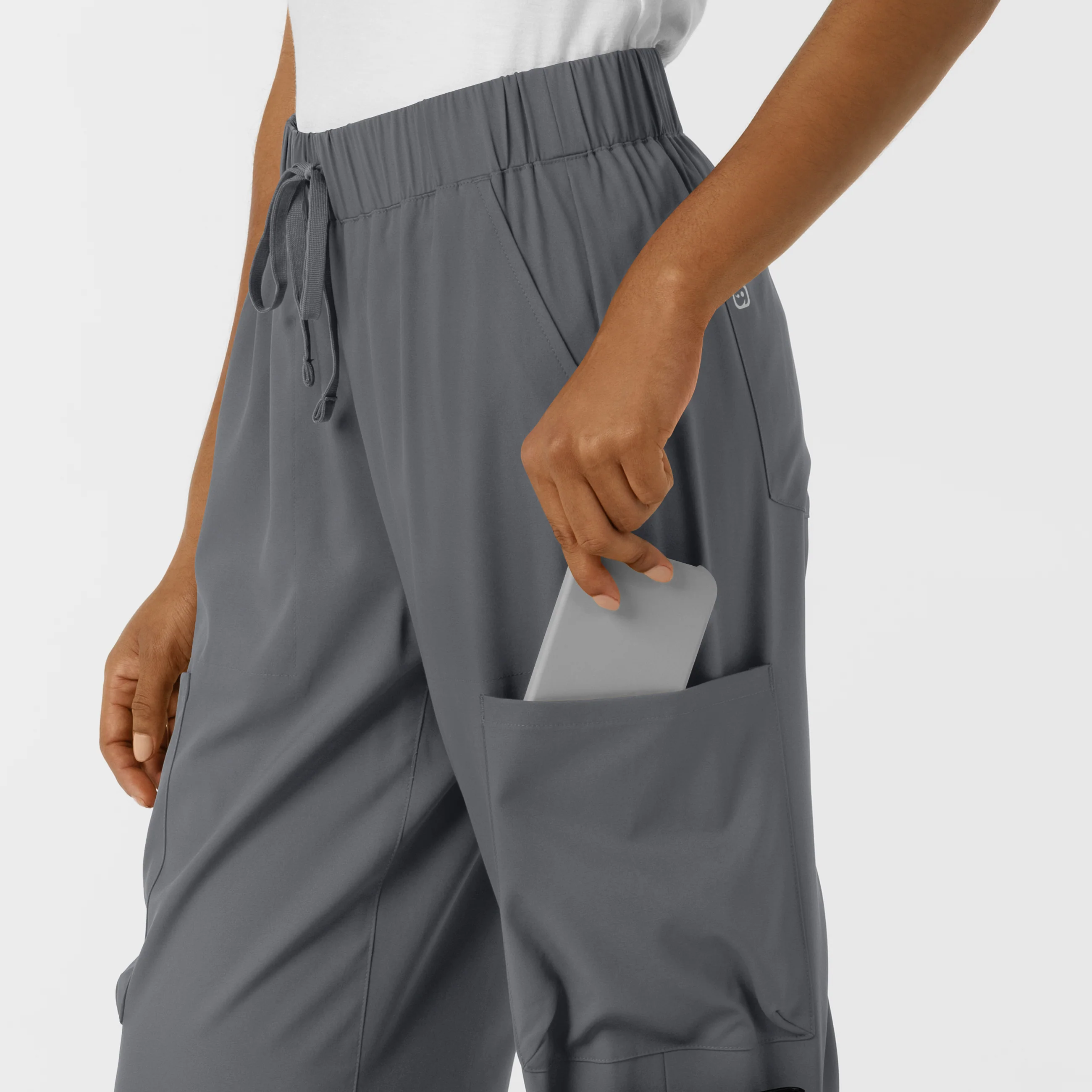 Boundless Women's Classic Wide Leg Double Cargo Scrub Pant - Pewter - Image 9