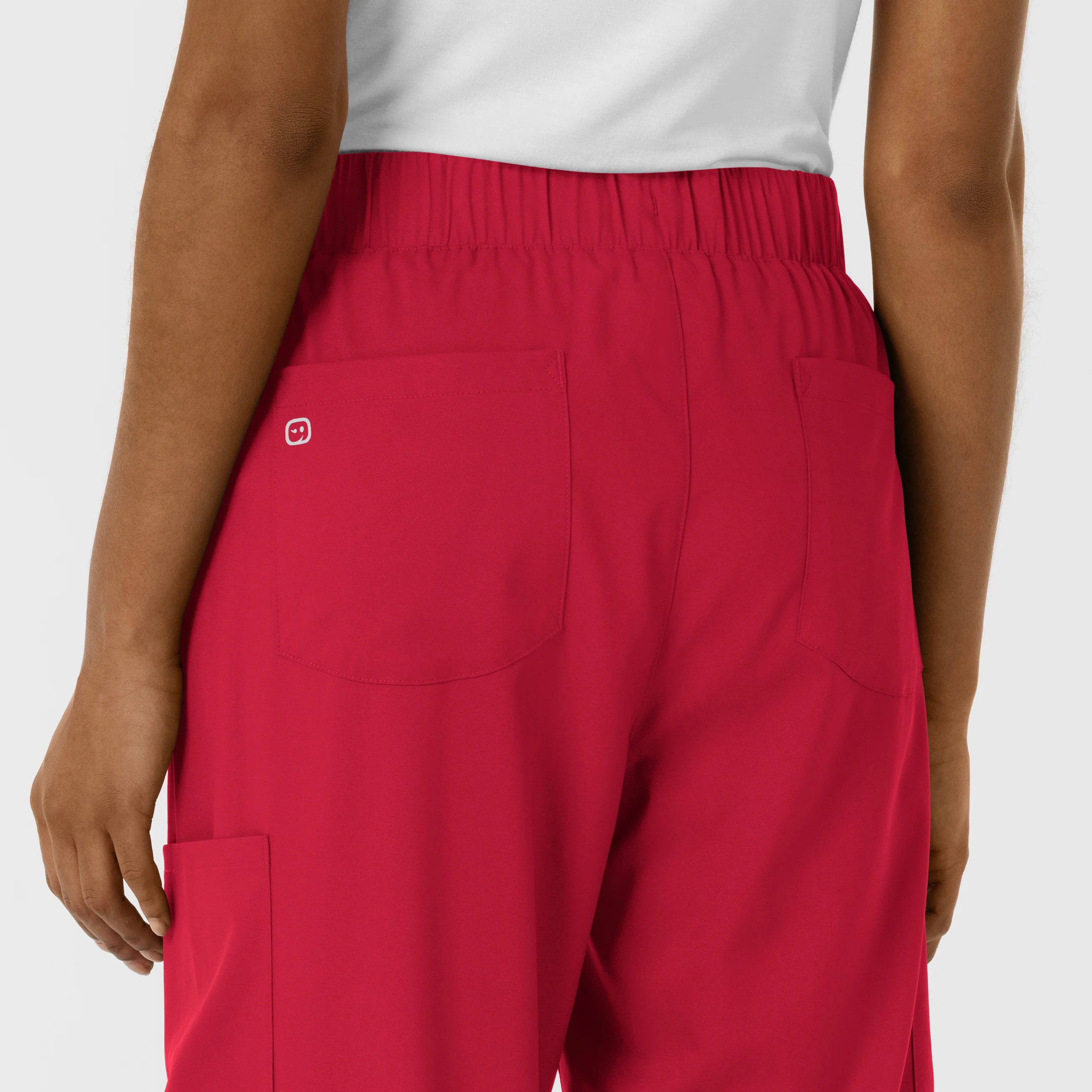 Boundless Women's Classic Wide Leg Cargo Scrub Pant - Red - Image 10